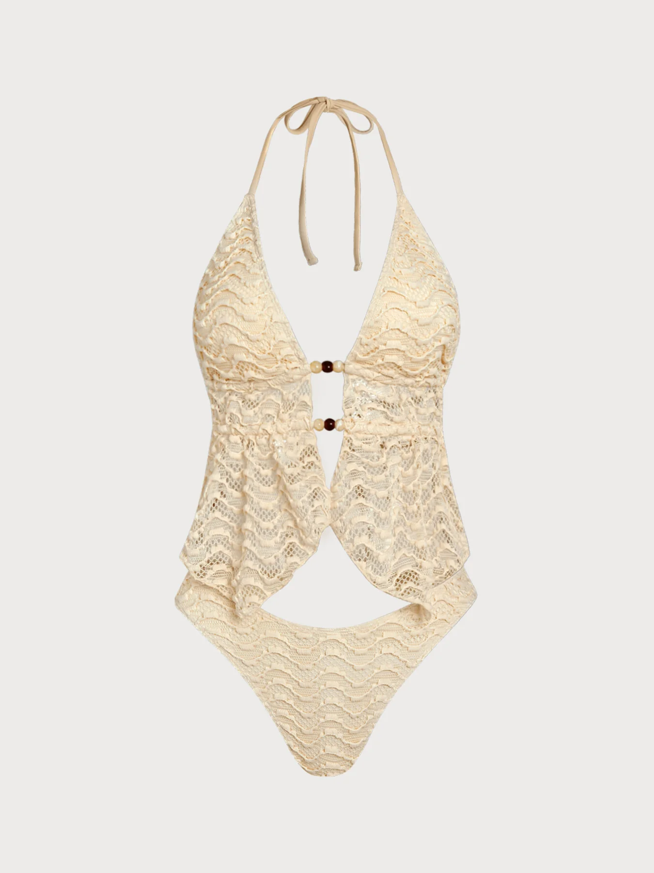 Apricot Beaded Textured Tankini Set - Image 2