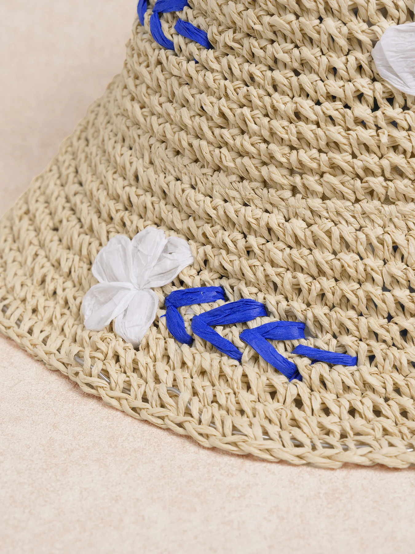 Beige Embroidered Hollow-Out Sun Hat - Image 5