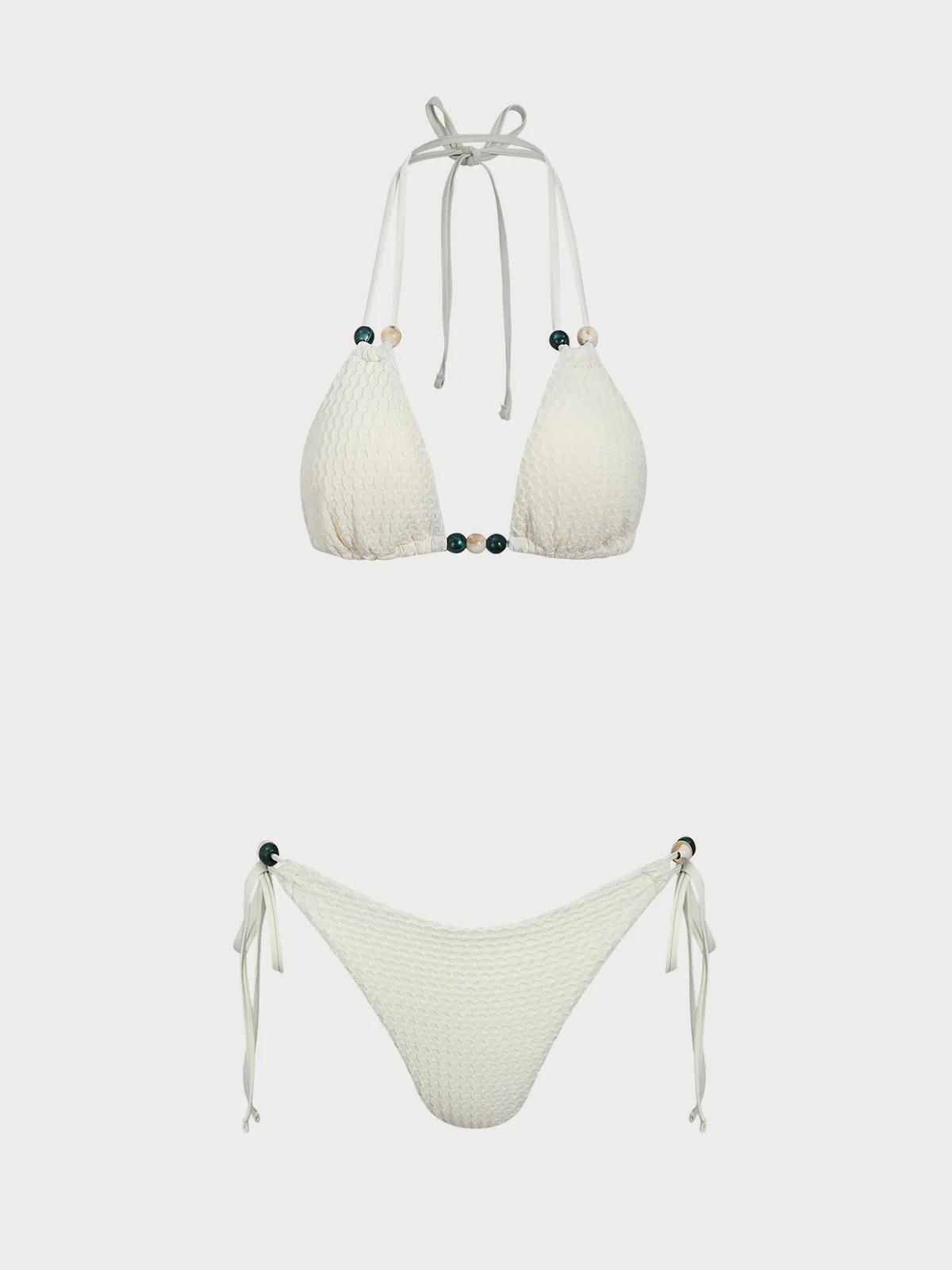 Beige Knot Drawstring Bikini Set - Image 6