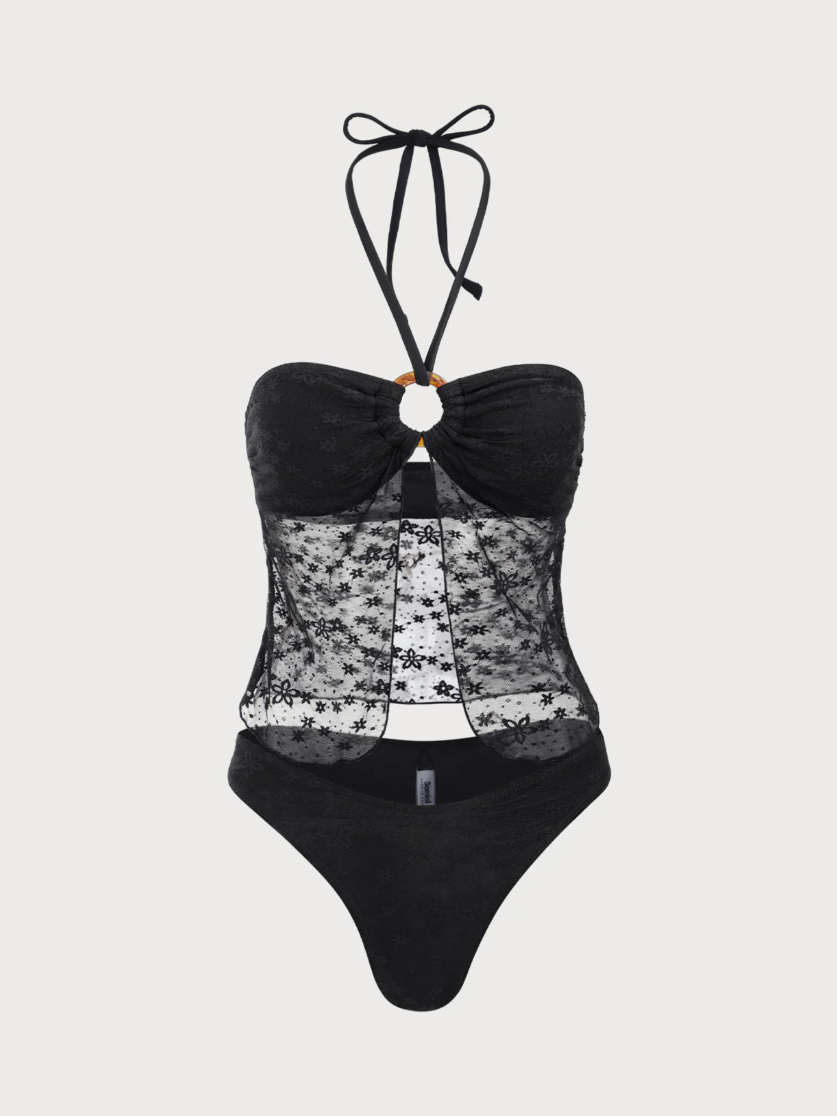 Black O-Ring Cut Out Tankini Set - Image 6