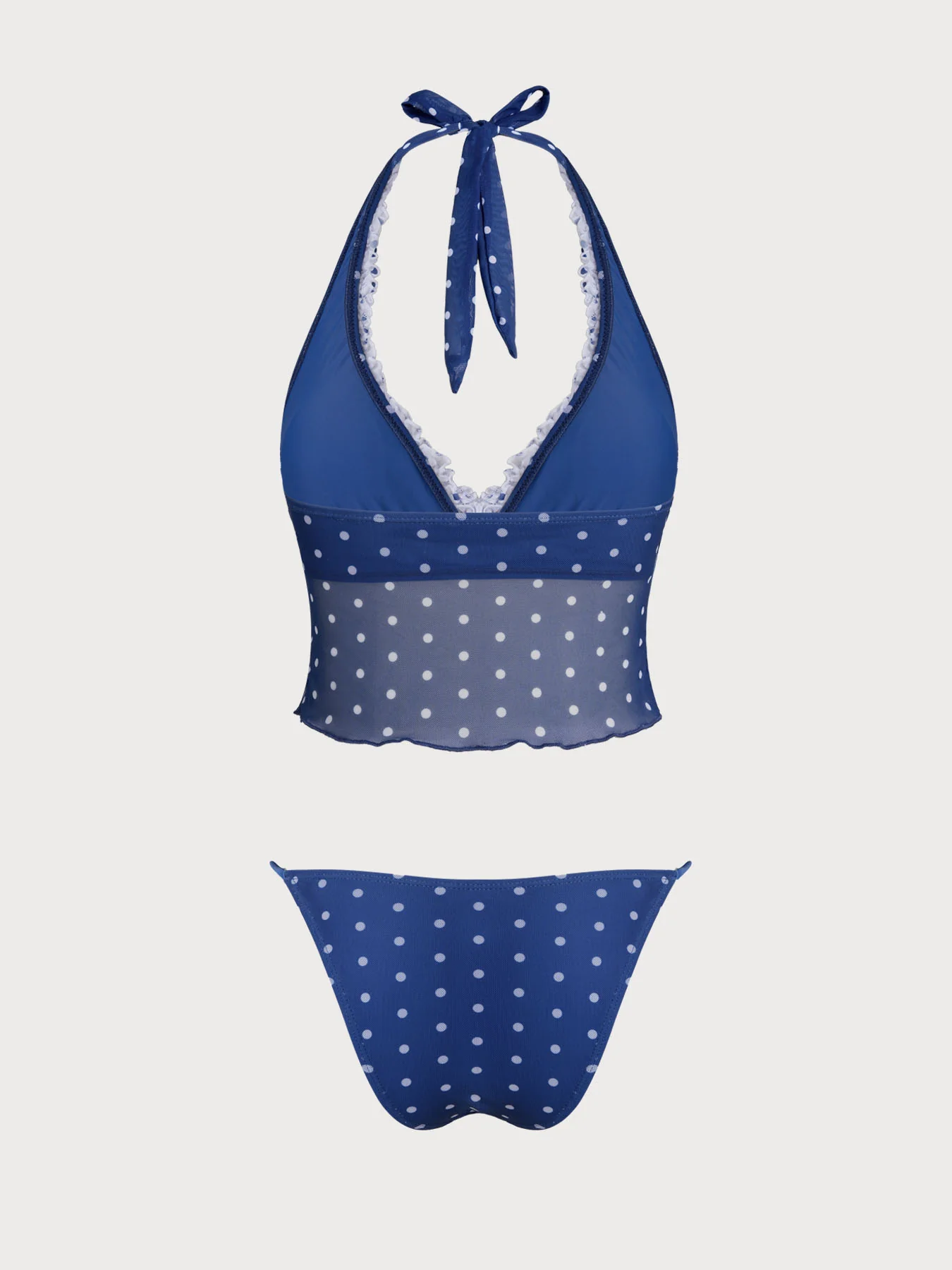 Black Contrast Polka Dot Print Tankini Three-Piece Set - Image 20