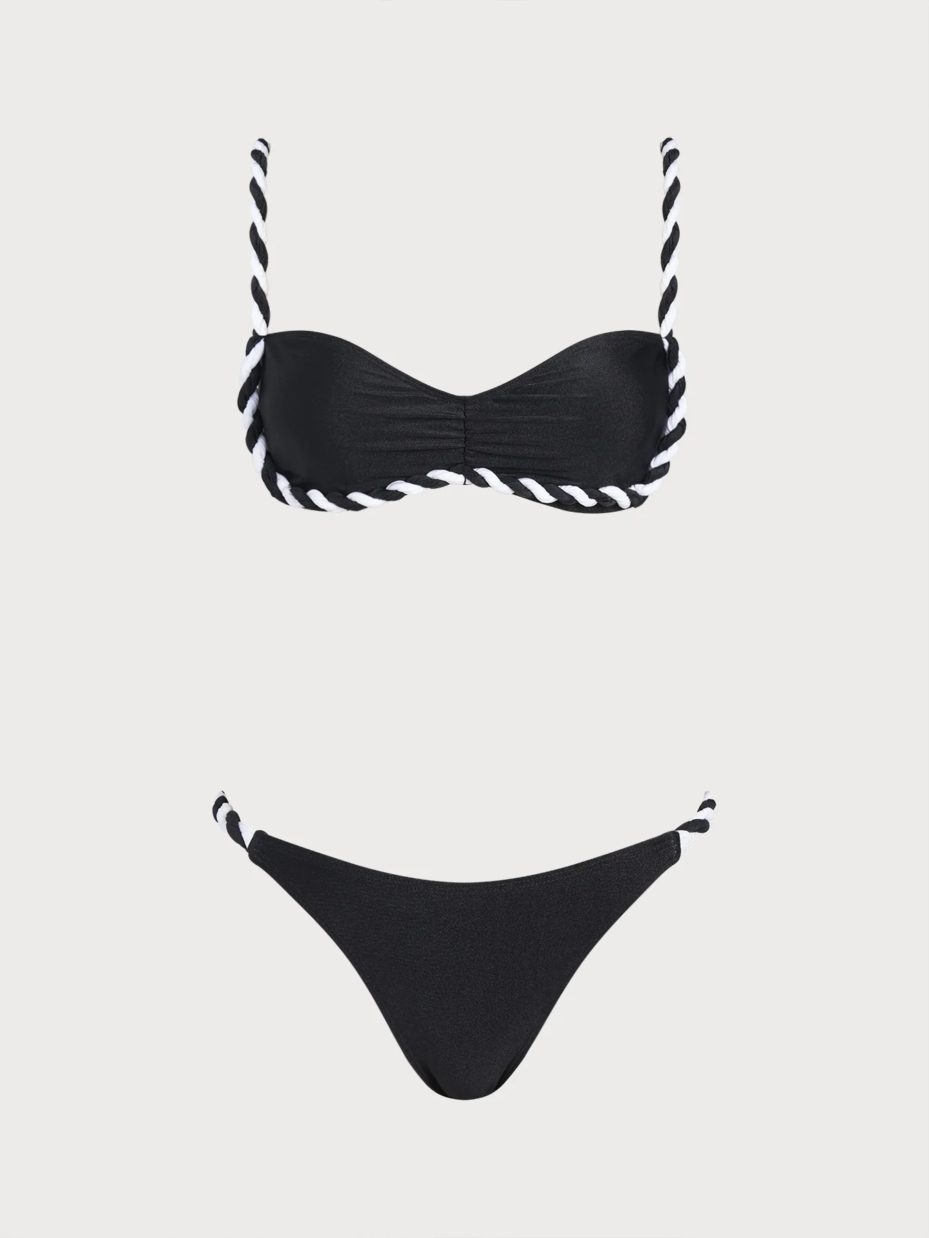 Black Contrast Sweetheart Bikini Set - Image 2