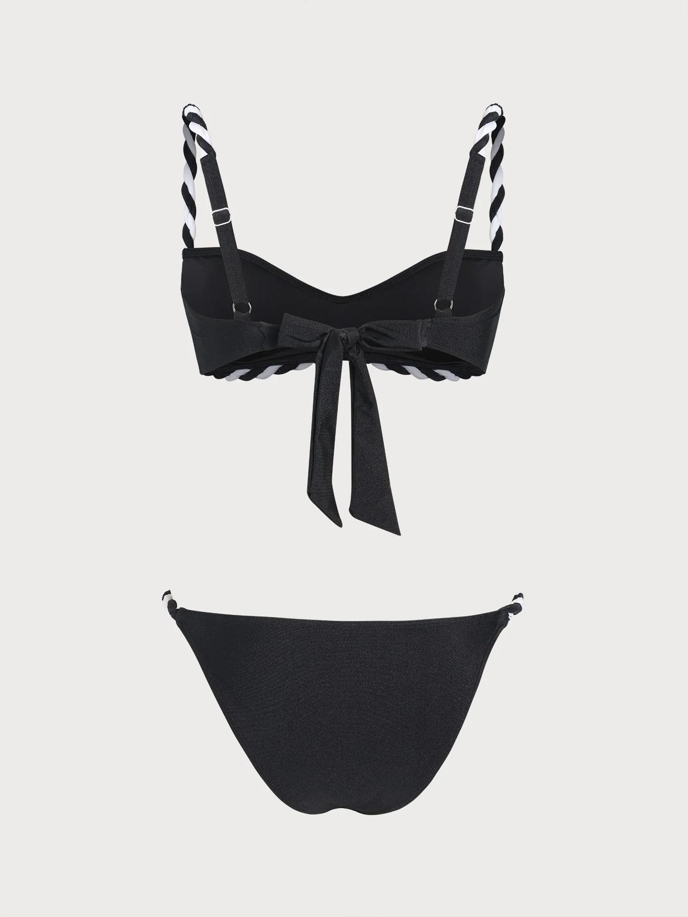 Black Contrast Sweetheart Bikini Set - Image 4