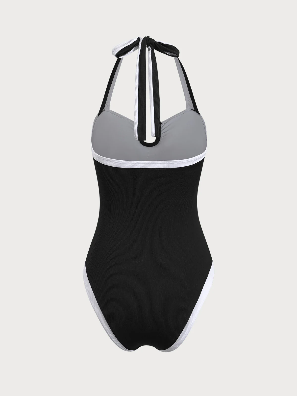 Black Contrast U-Shaped One-Piece Swimsuit - Image 6
