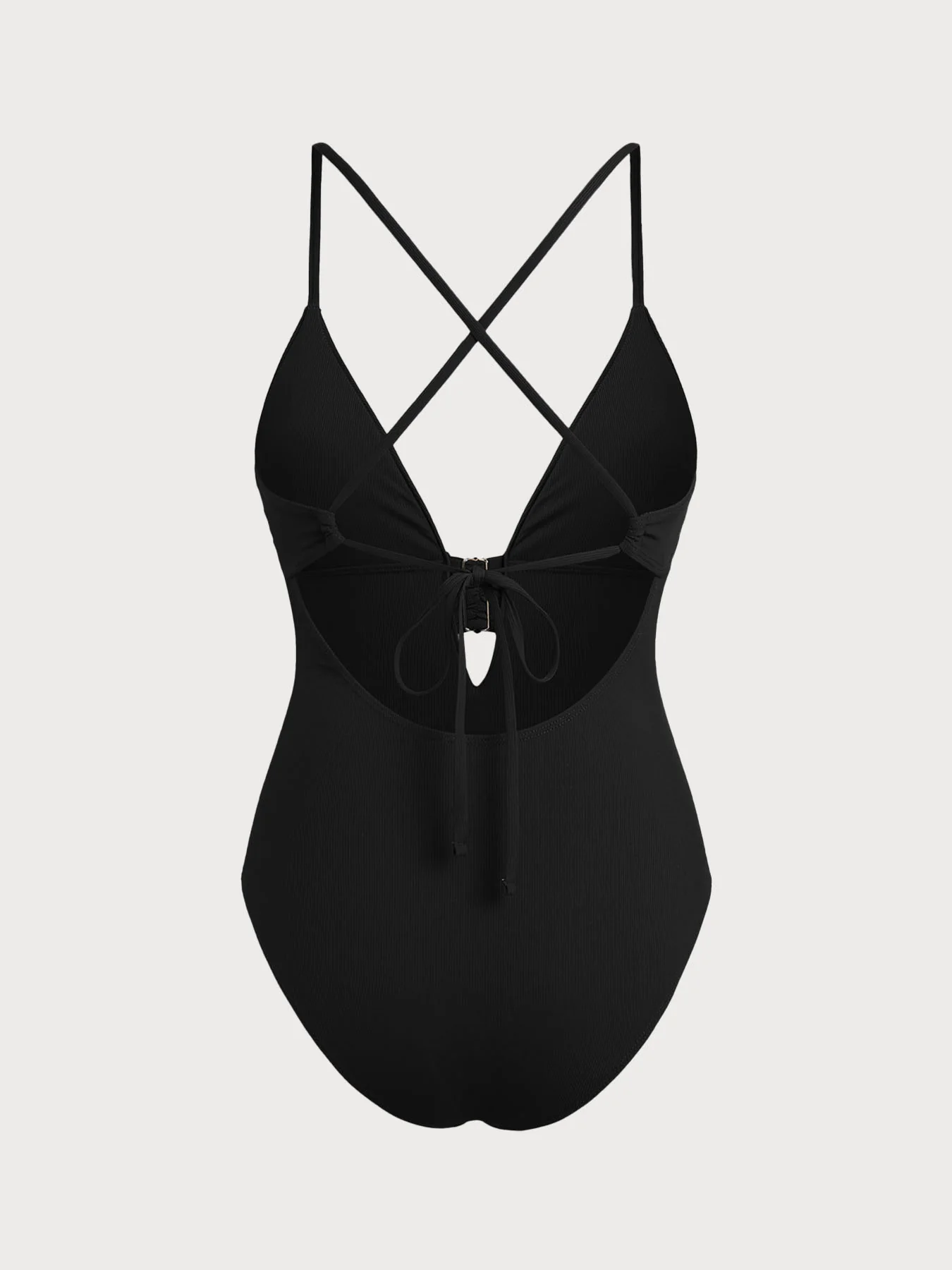Black Crossover V-Neck One-Piece Swimsuit - Image 6
