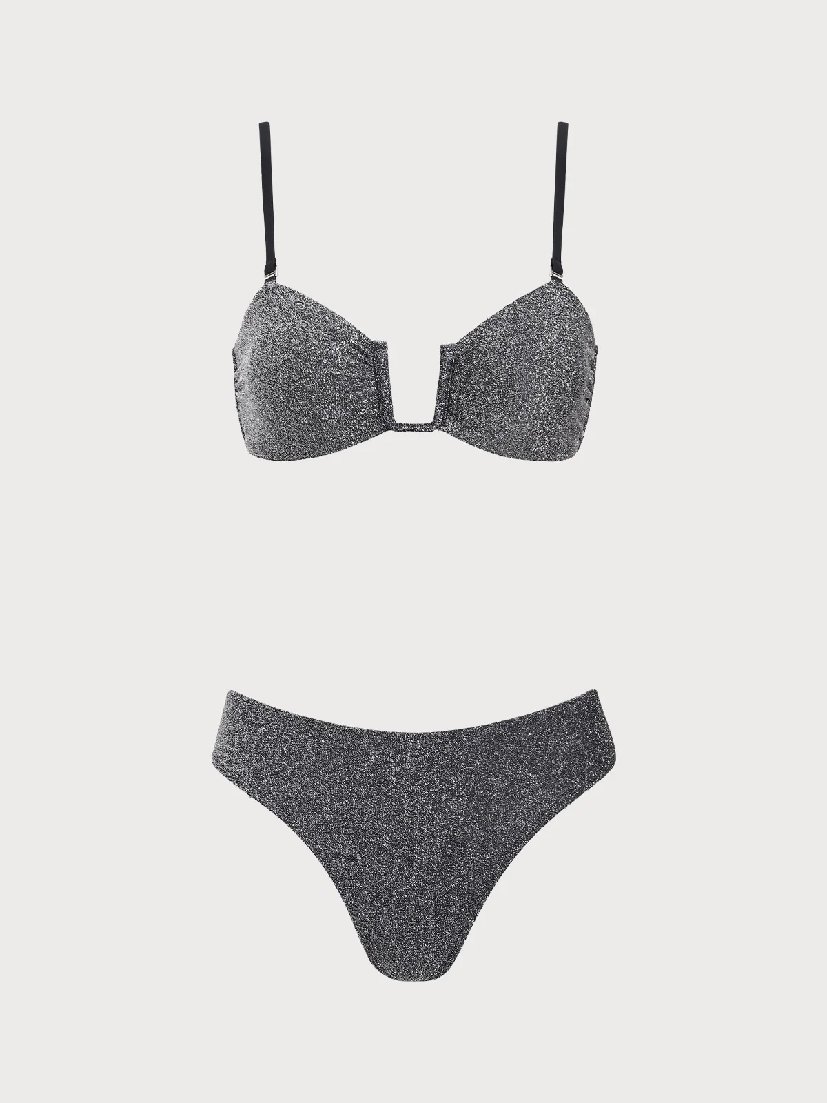 Black Lurex V-Notch Bikini Set - Image 7