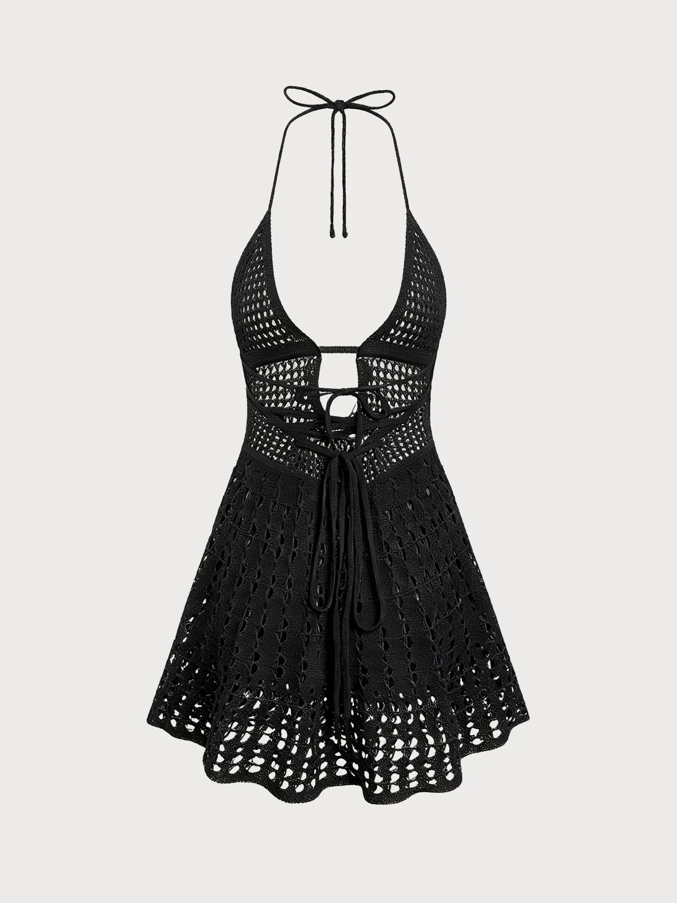 Black Openwork Sleeveless Cover-up - Image 3