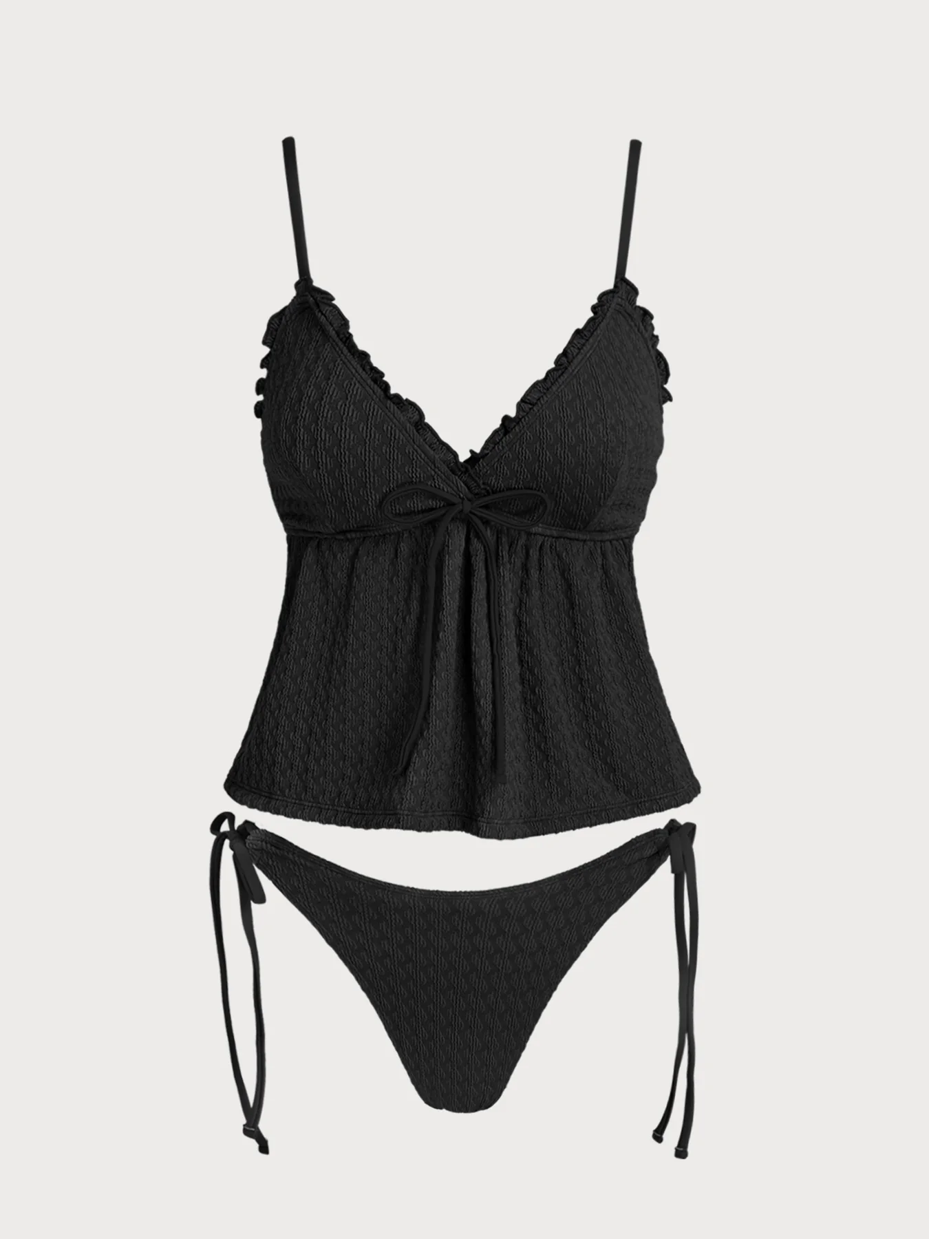 Black Ruffle Skirt Tankini Set