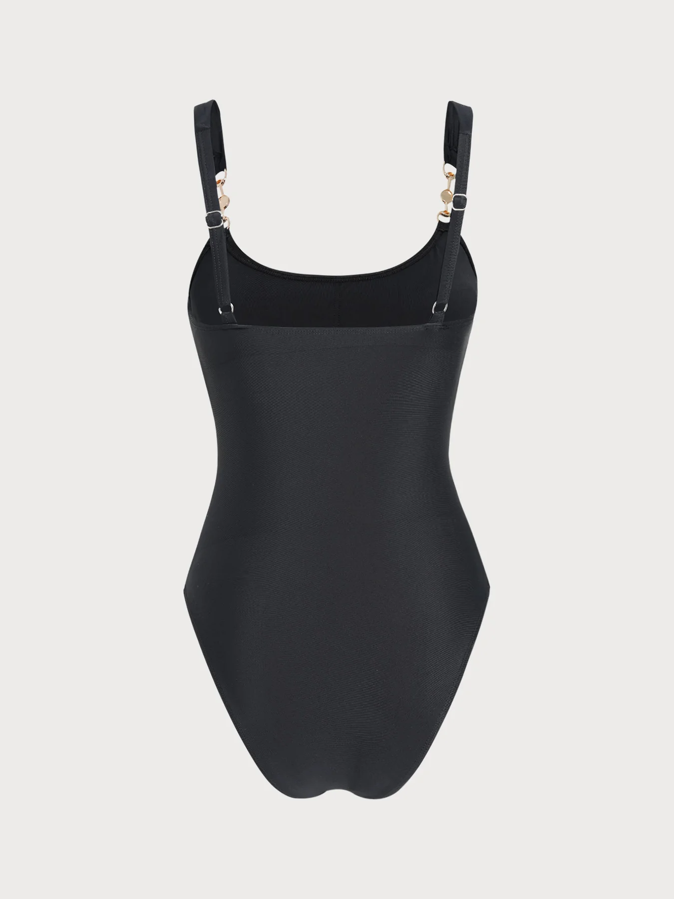 Black U Neck Rhinestones One-Piece Swimsuit - Image 6