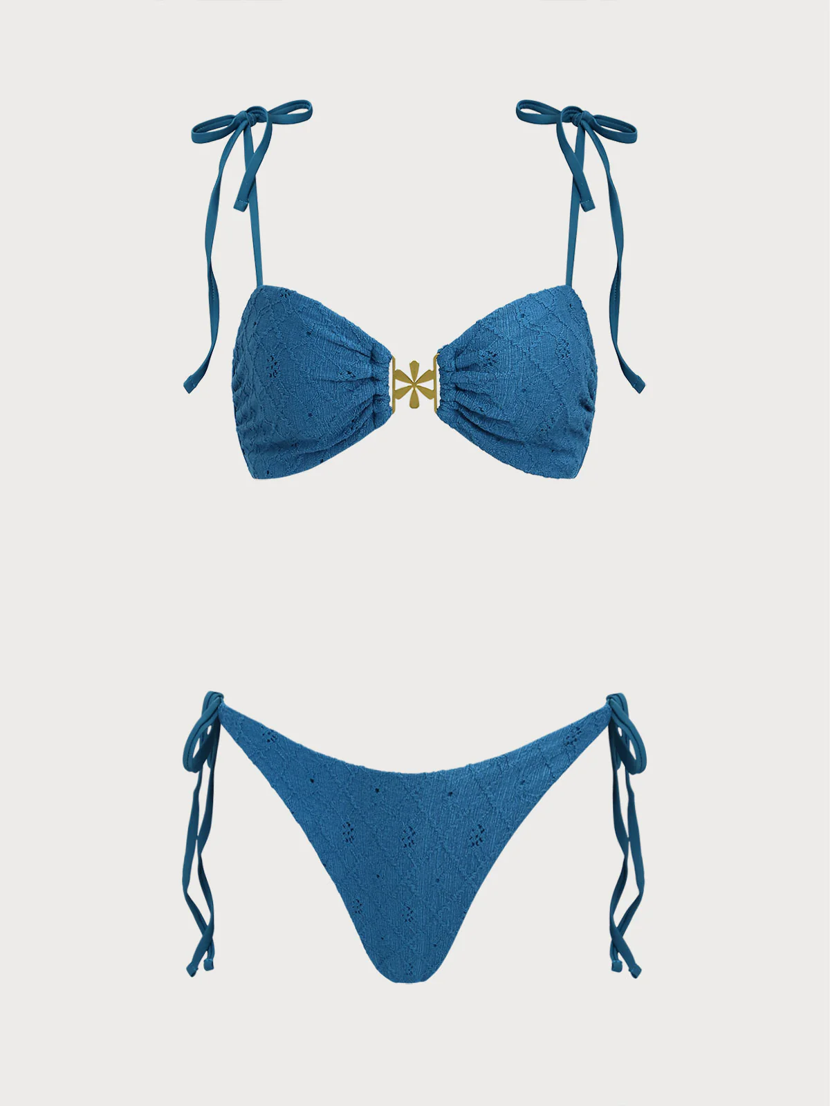 Blue Bow Flower Decoration Bikini Set - Image 6
