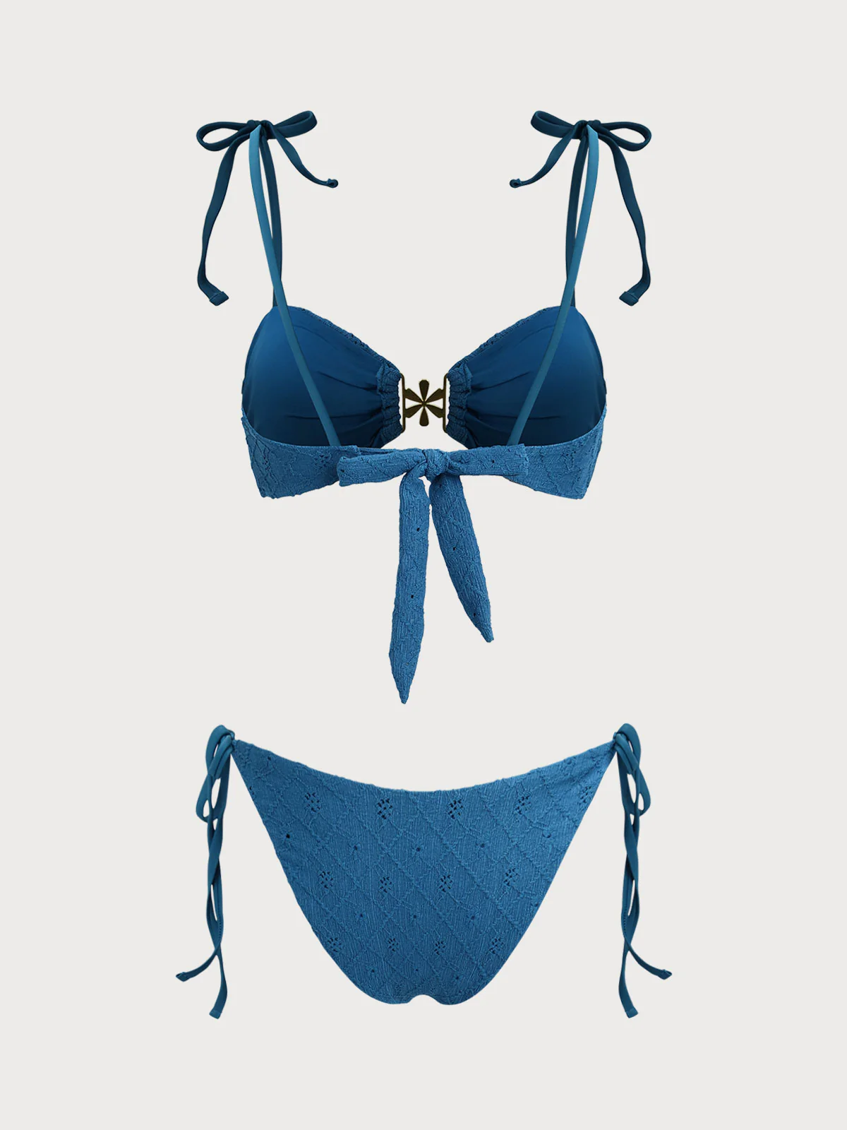 Blue Bow Flower Decoration Bikini Set - Image 7