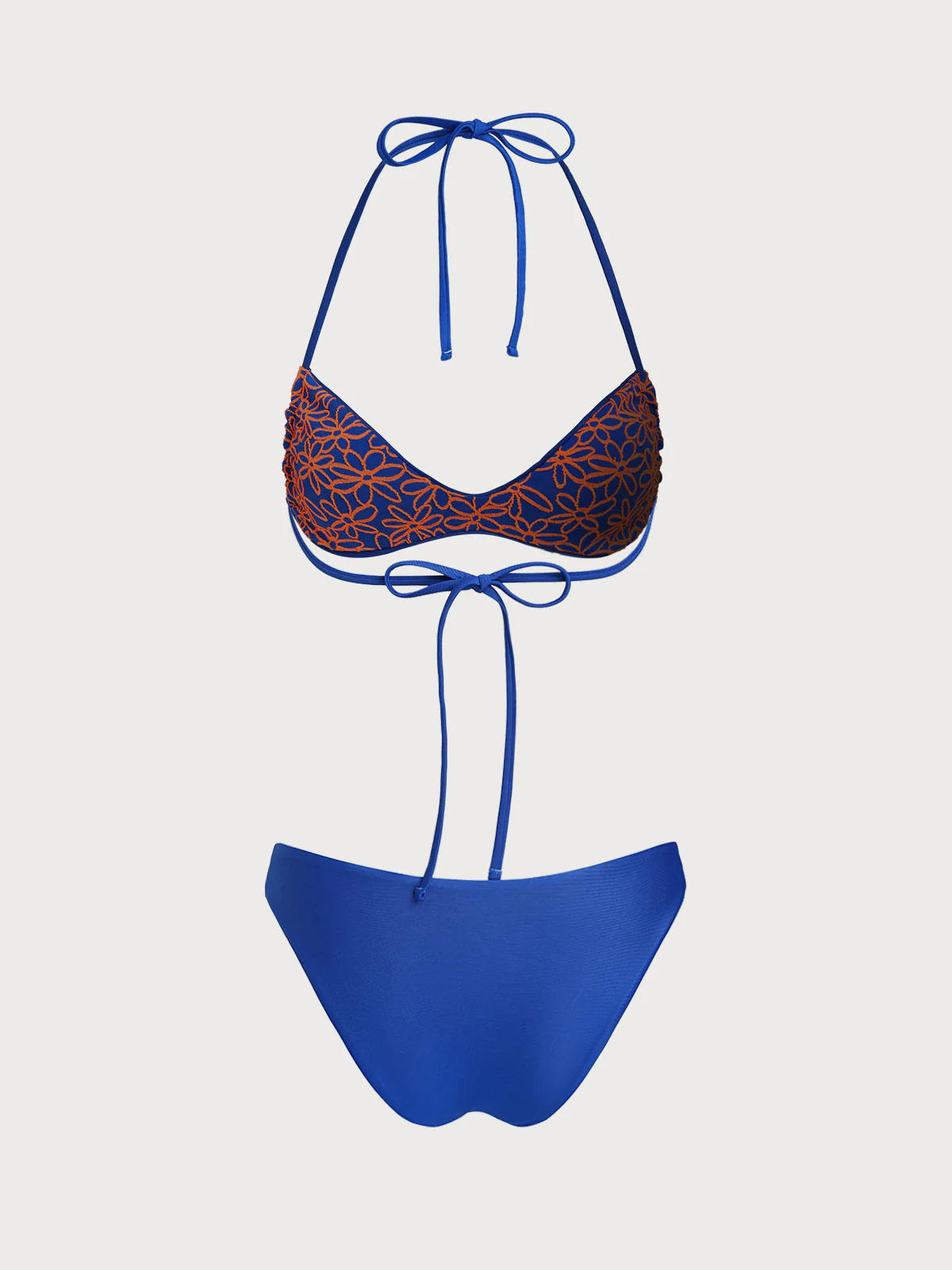 Blue Contrast Floral Reversible Bikini Set - Image 9