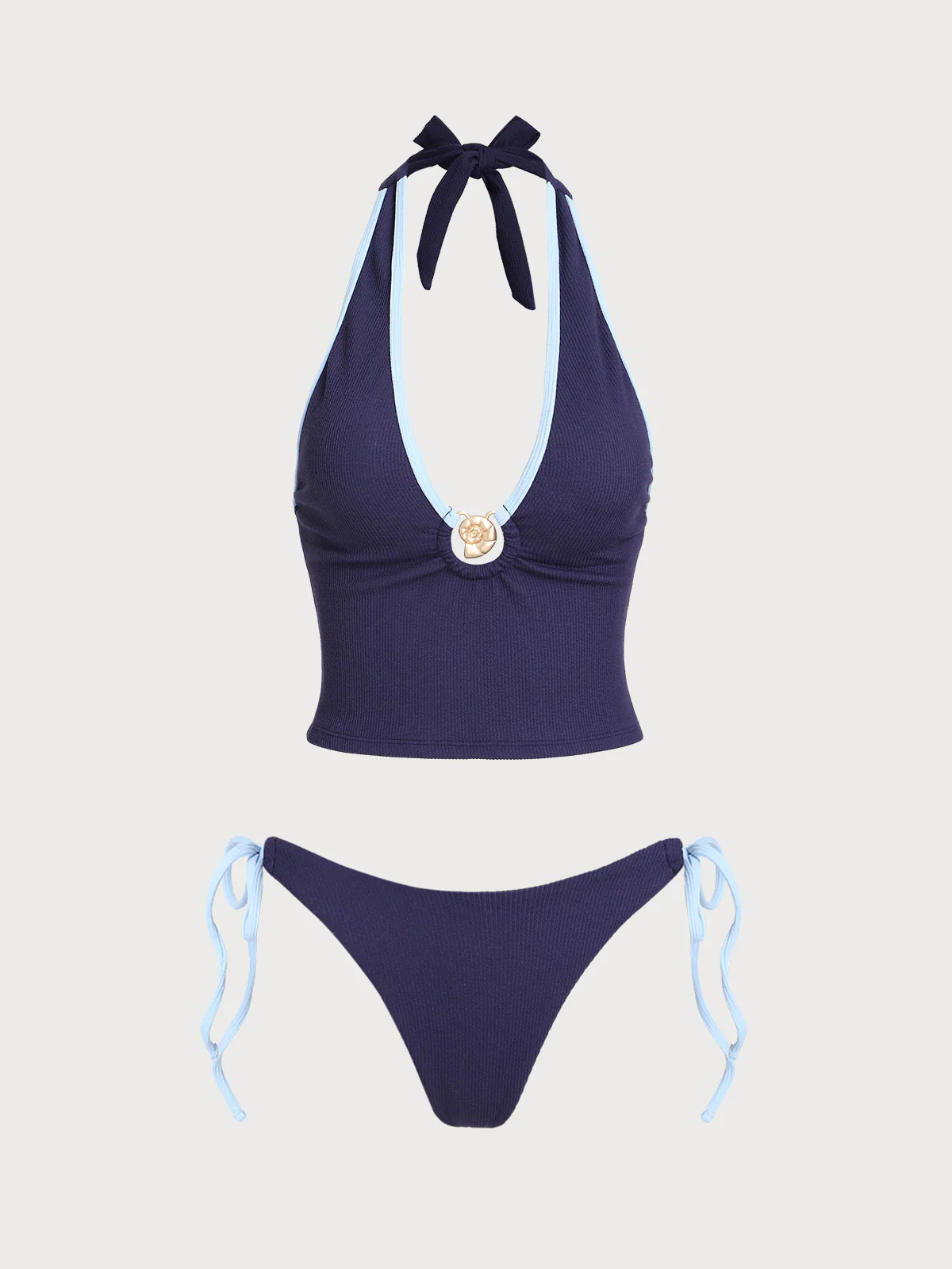 Blue Contrast Shell Tankini Set - Image 7