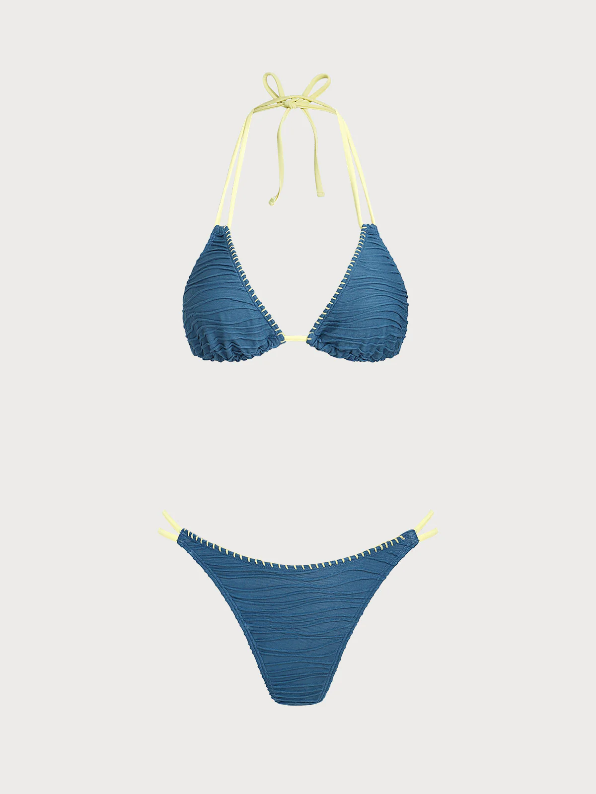 Blue Contrast Trim Bikini Set - Image 7