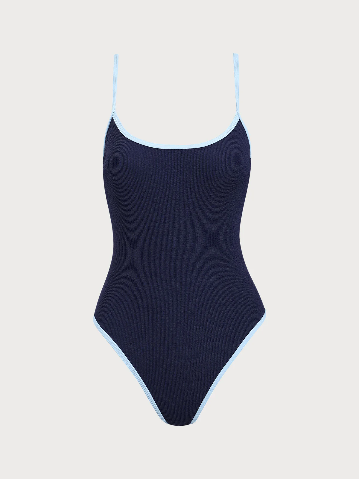 Blue Contrasting Criss-cross One-Piece Swimsuit - Image 6