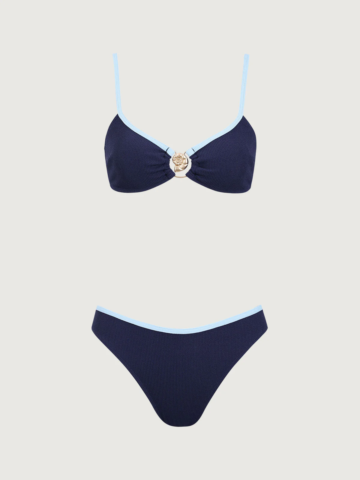 Blue Contrasting U Neck Bikini Set - Image 7
