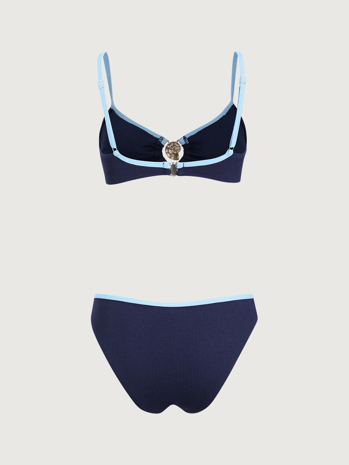 Blue Contrasting U Neck Bikini Set - Image 8
