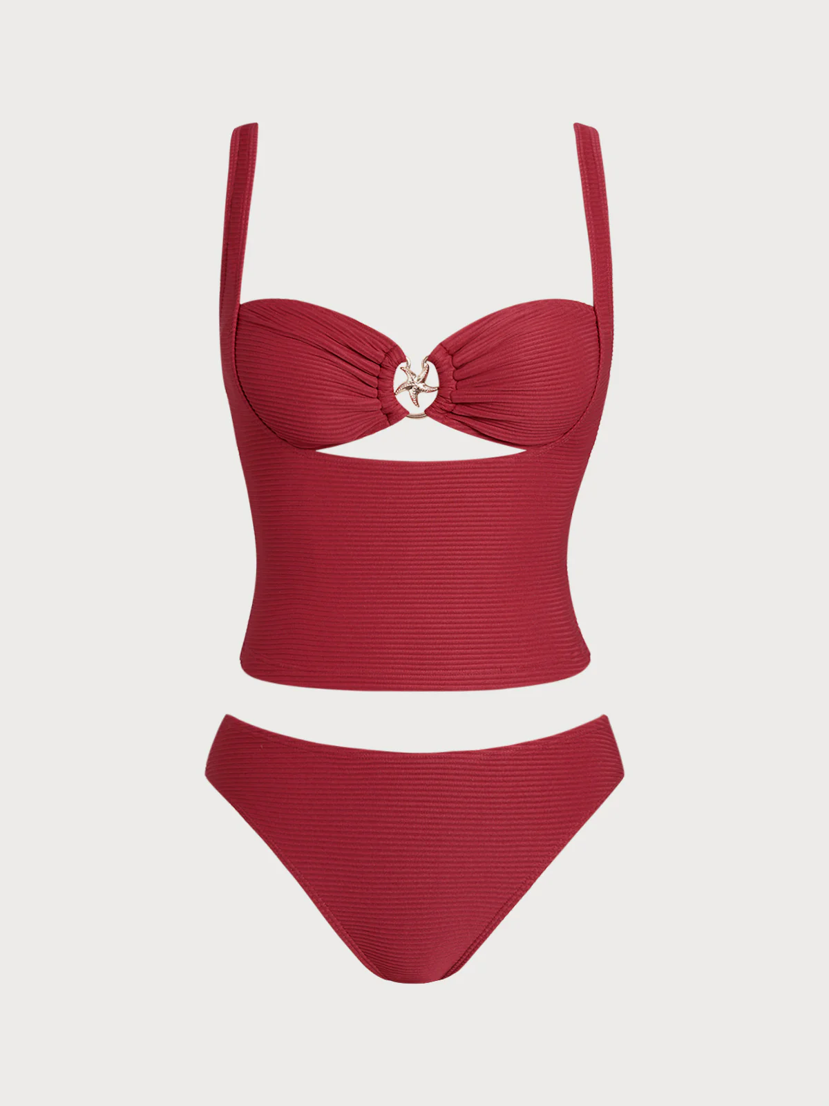 Blue Decorative Metallic Thread Tankini Set - Image 14