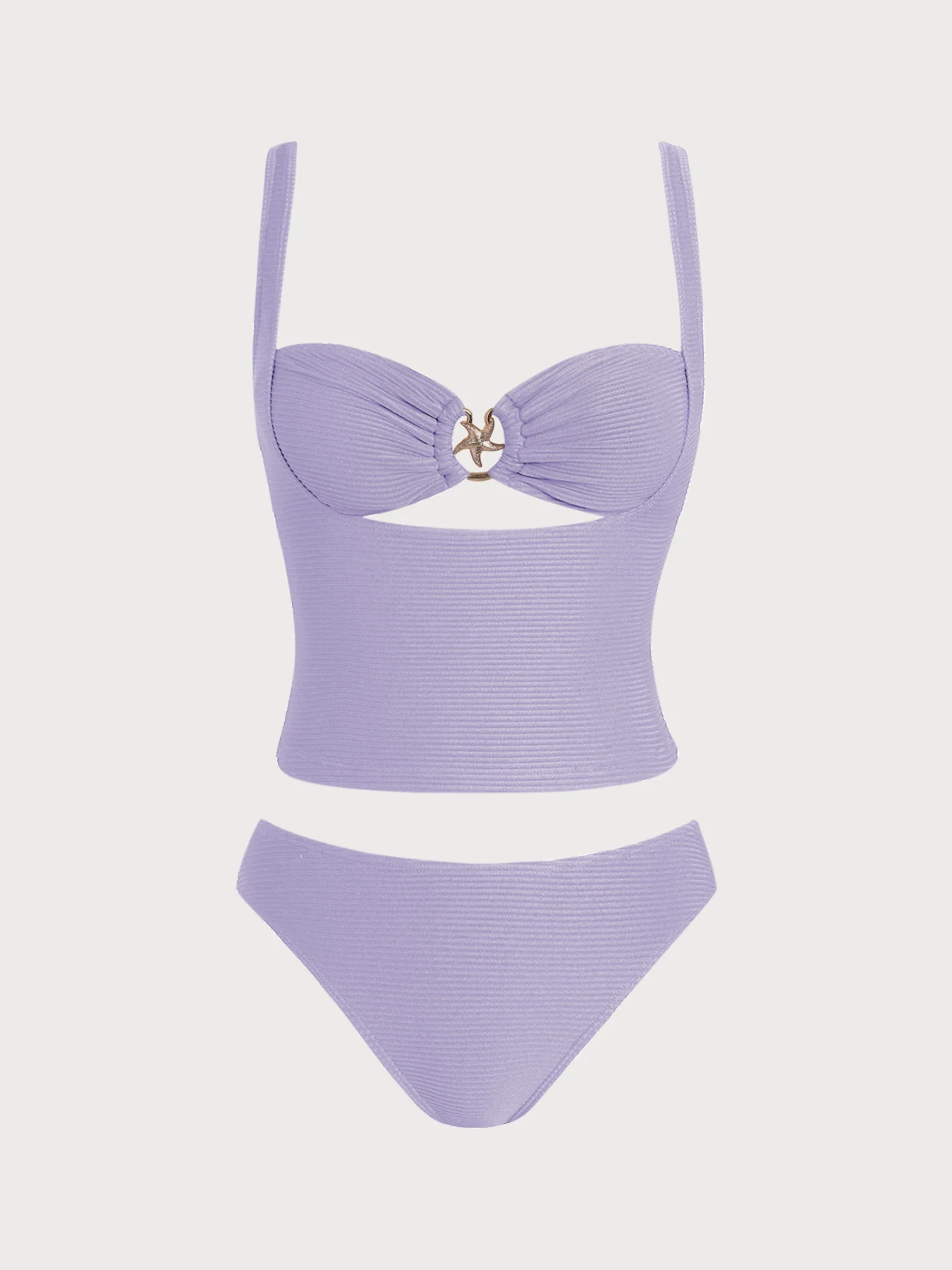 Blue Decorative Metallic Thread Tankini Set - Image 22