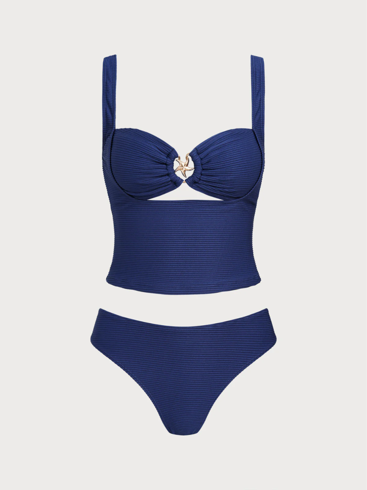 Blue Decorative Metallic Thread Tankini Set - Image 6