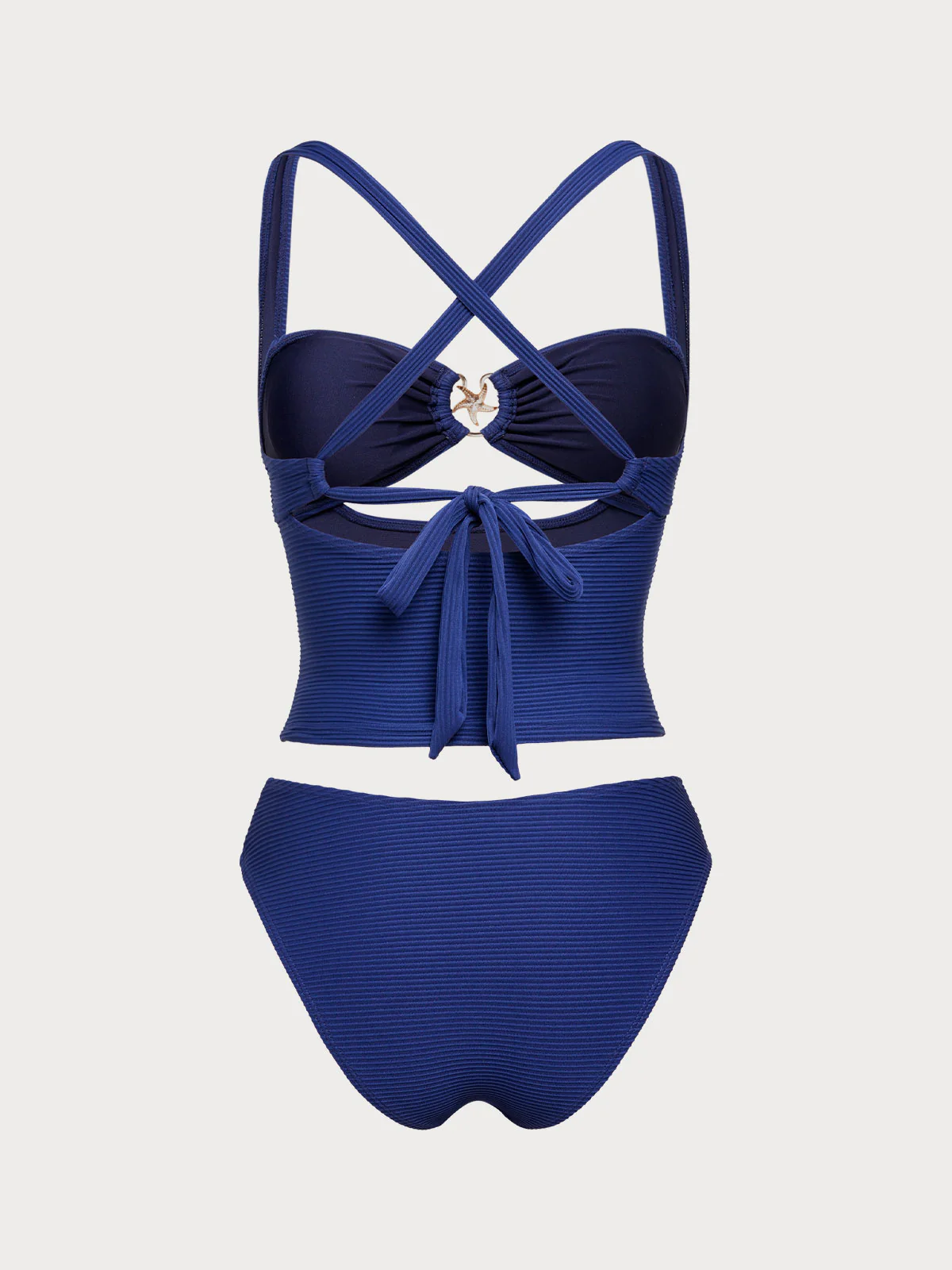 Blue Decorative Metallic Thread Tankini Set - Image 7