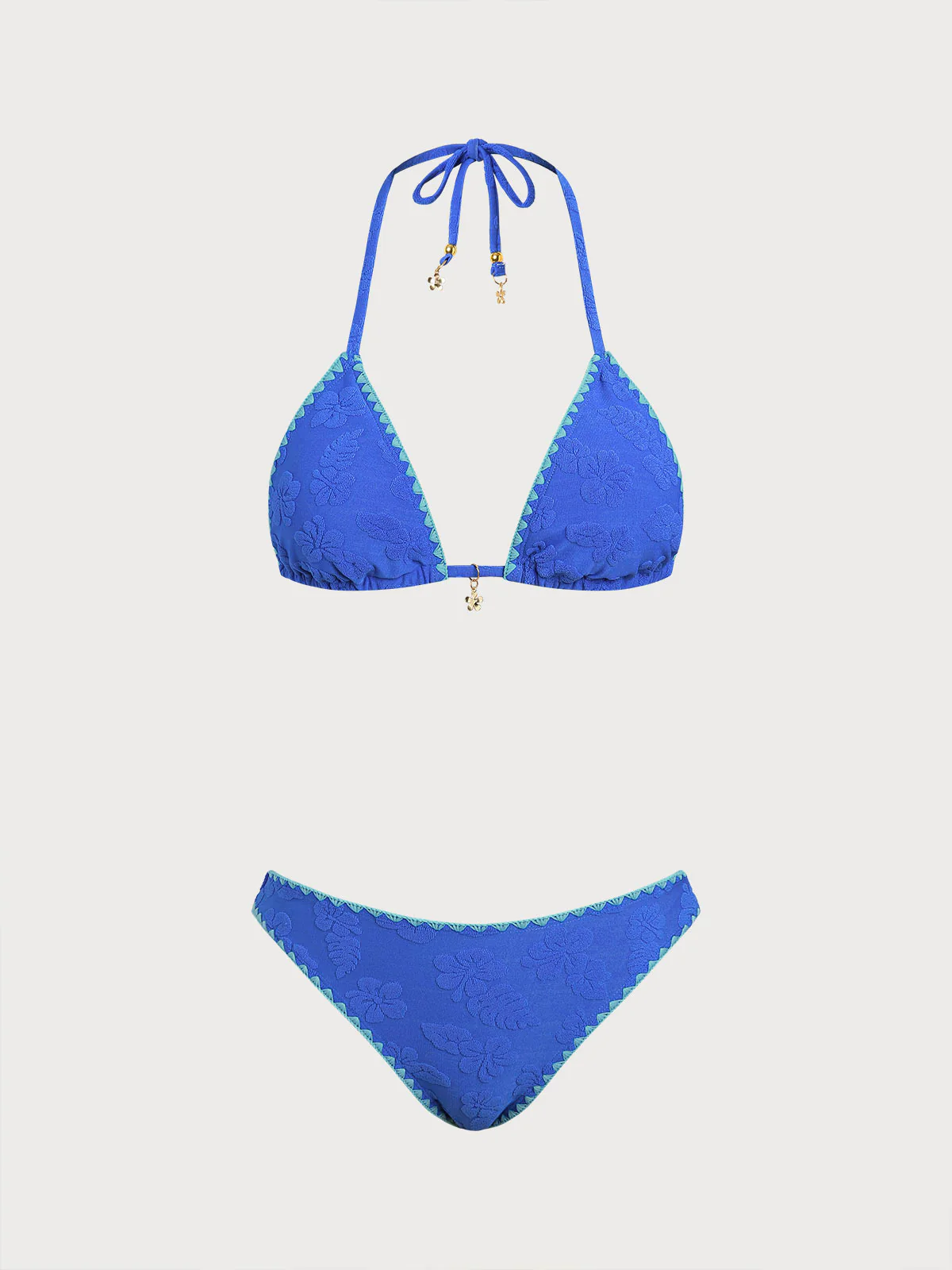 Blue Floral Contrast Bikini Set - Image 5