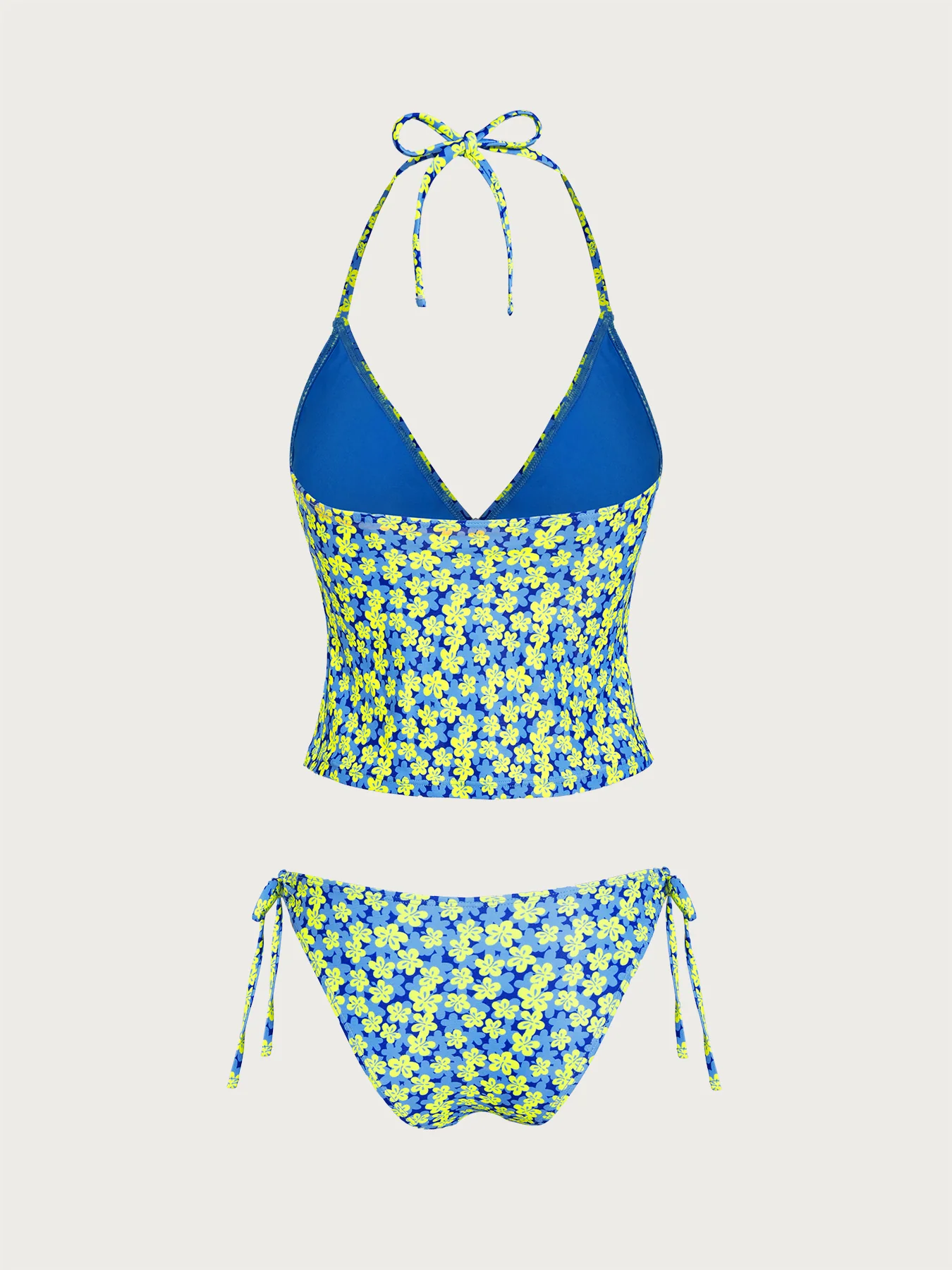 Blue Floral Contrast Tankini Set - Image 4