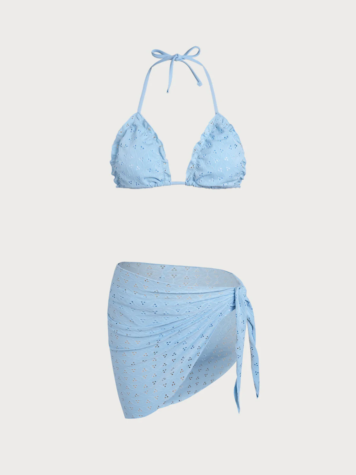 Blue Front Tie Ruffle Bikini Set - Image 2