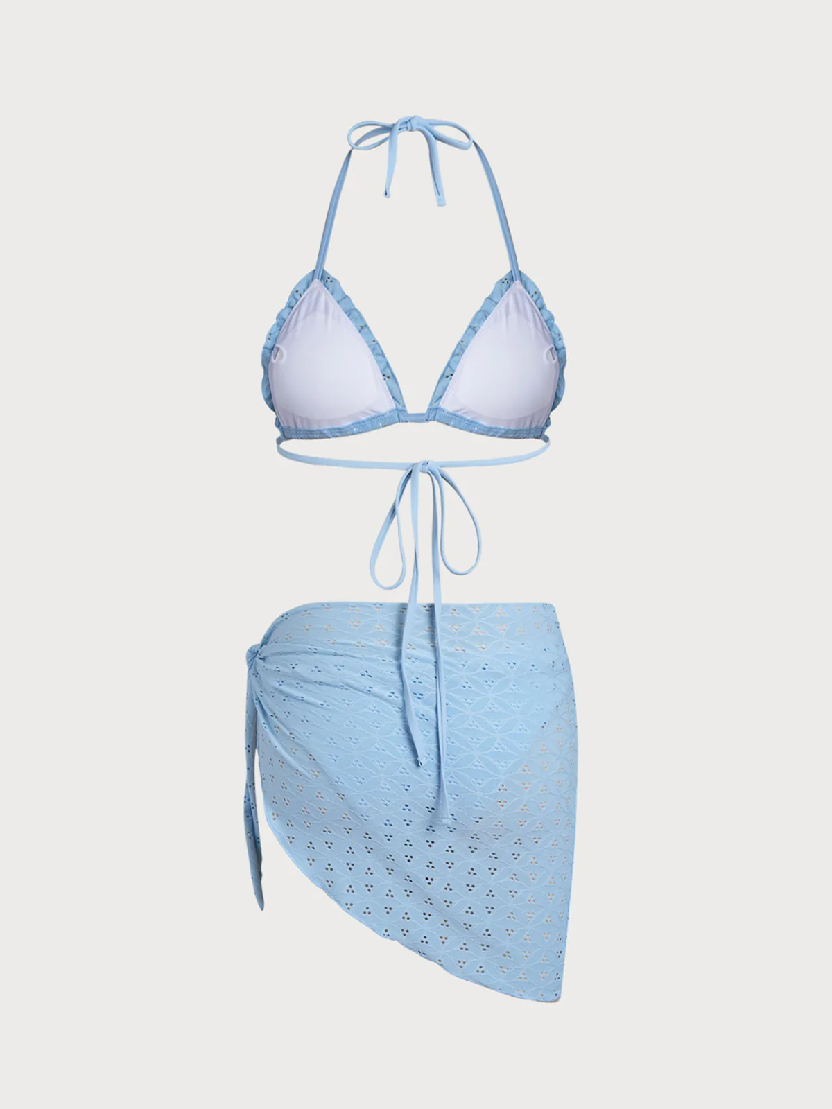 Blue Front Tie Ruffle Bikini Set - Image 3