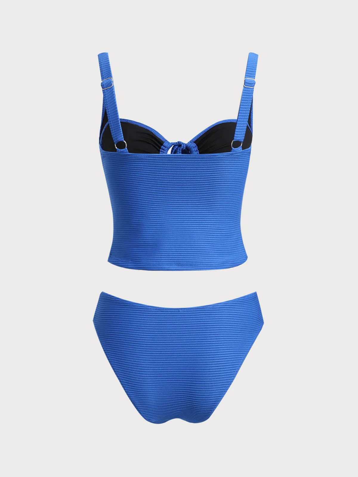 Blue Hollow Tie Rope Tankini Set - Image 7
