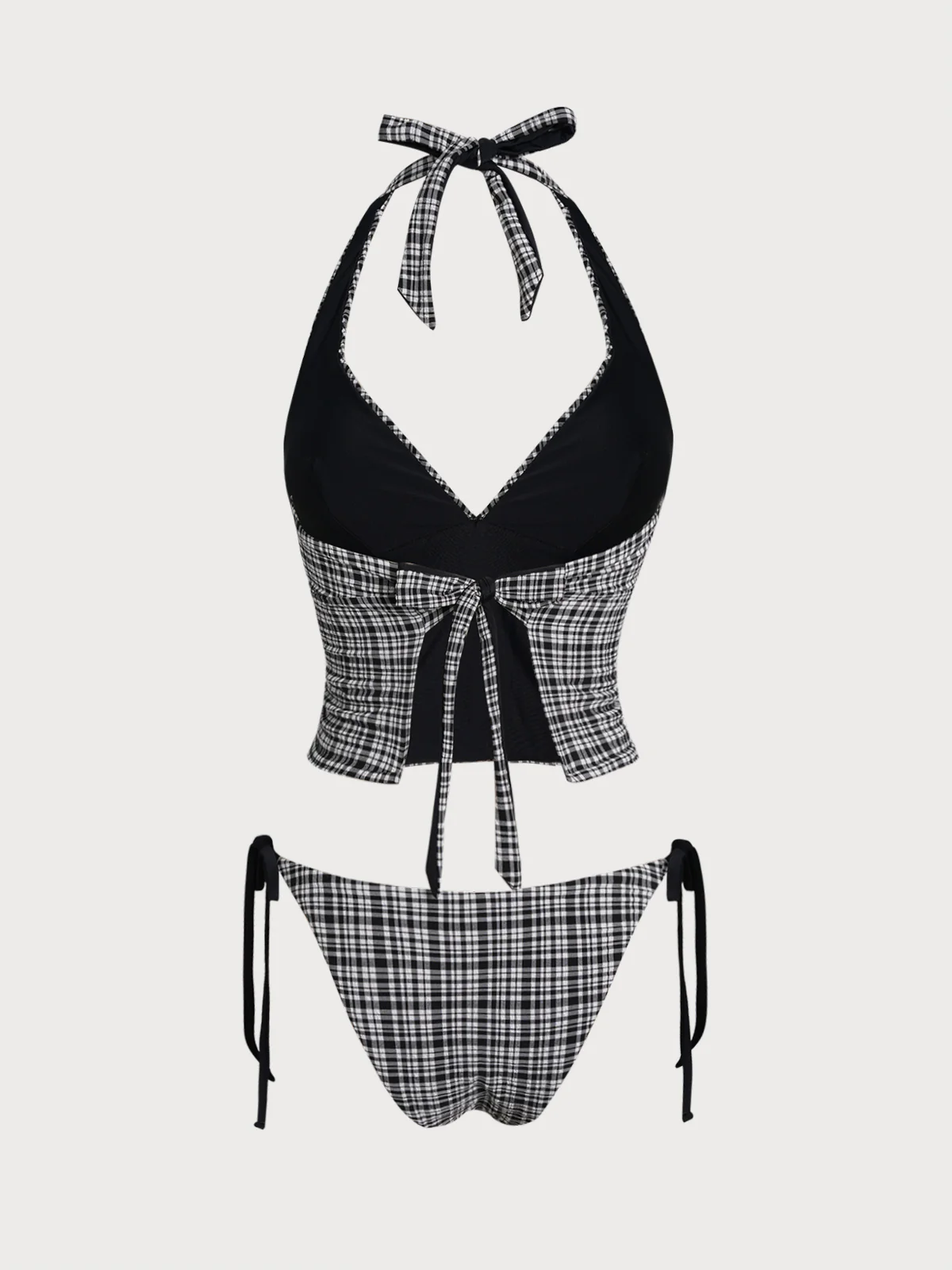 Blue Knitted Plaid Tankini Set - Image 16