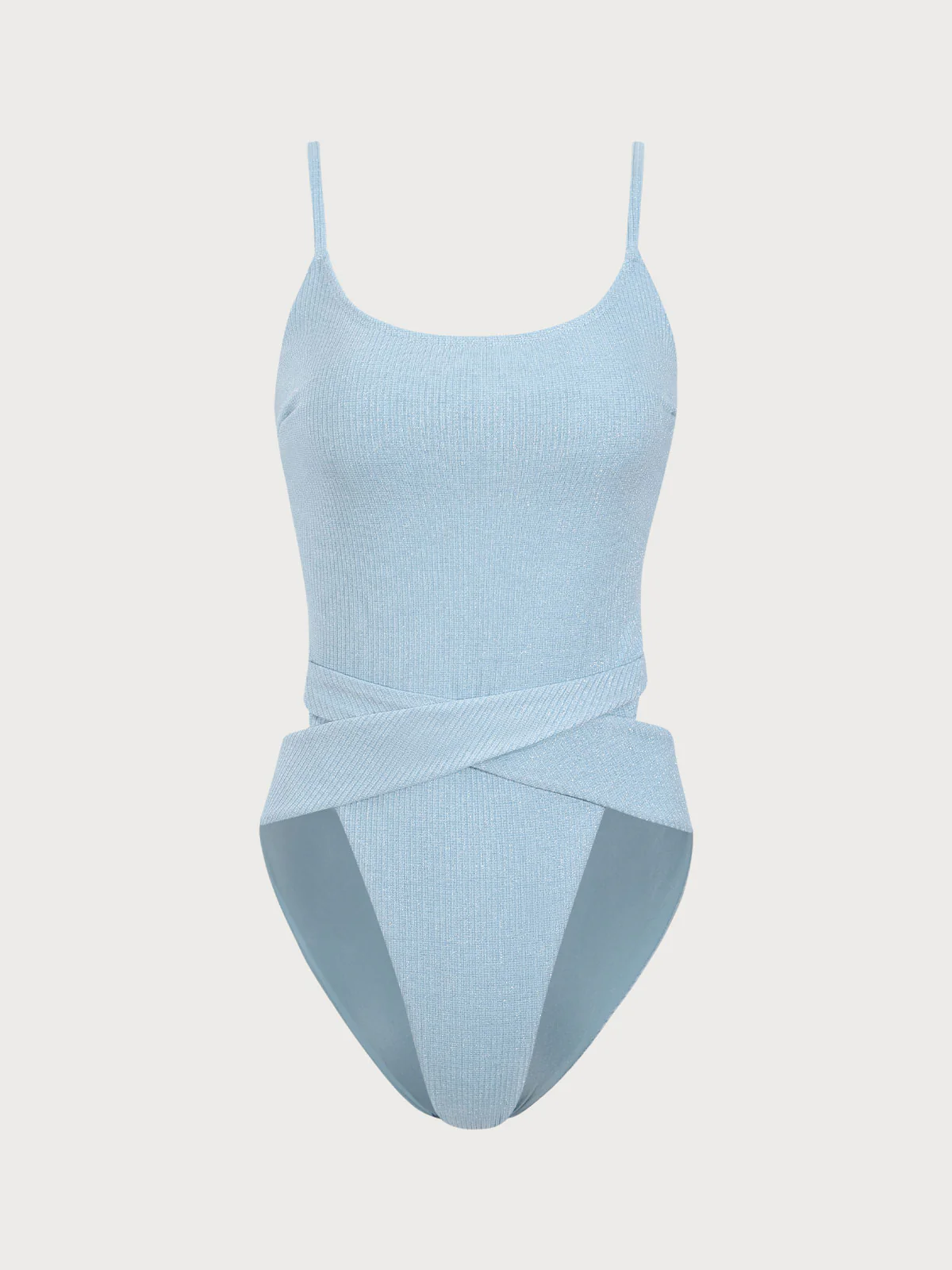 Blue Lurex Backless One-Piece Swimsuit - Image 7