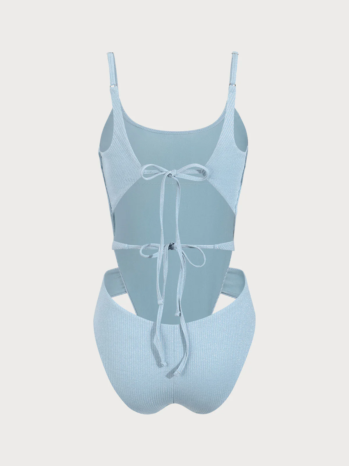 Blue Lurex Backless One-Piece Swimsuit - Image 8