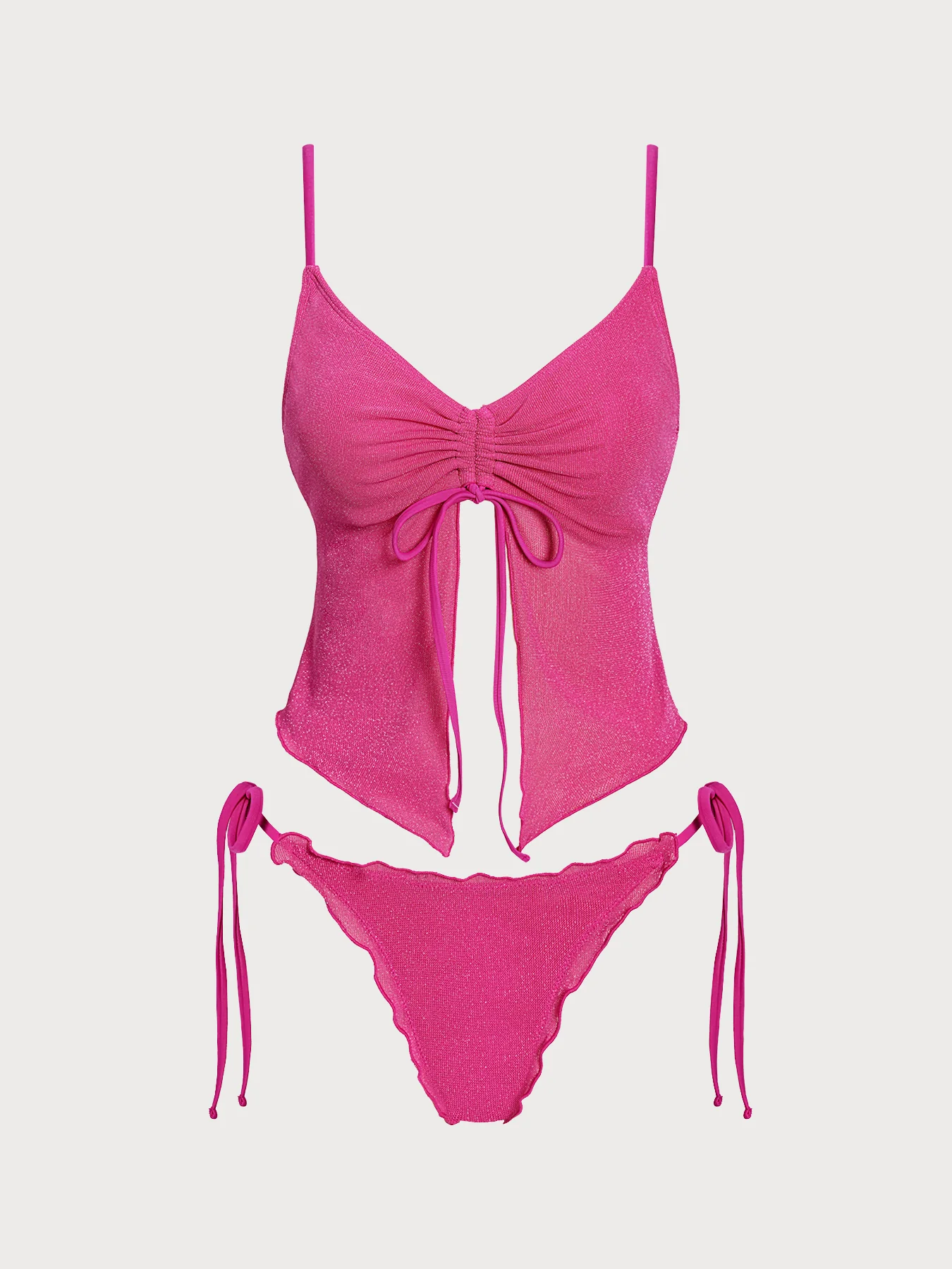 Blue Lurex Wave Cut Tankini Set - Image 12