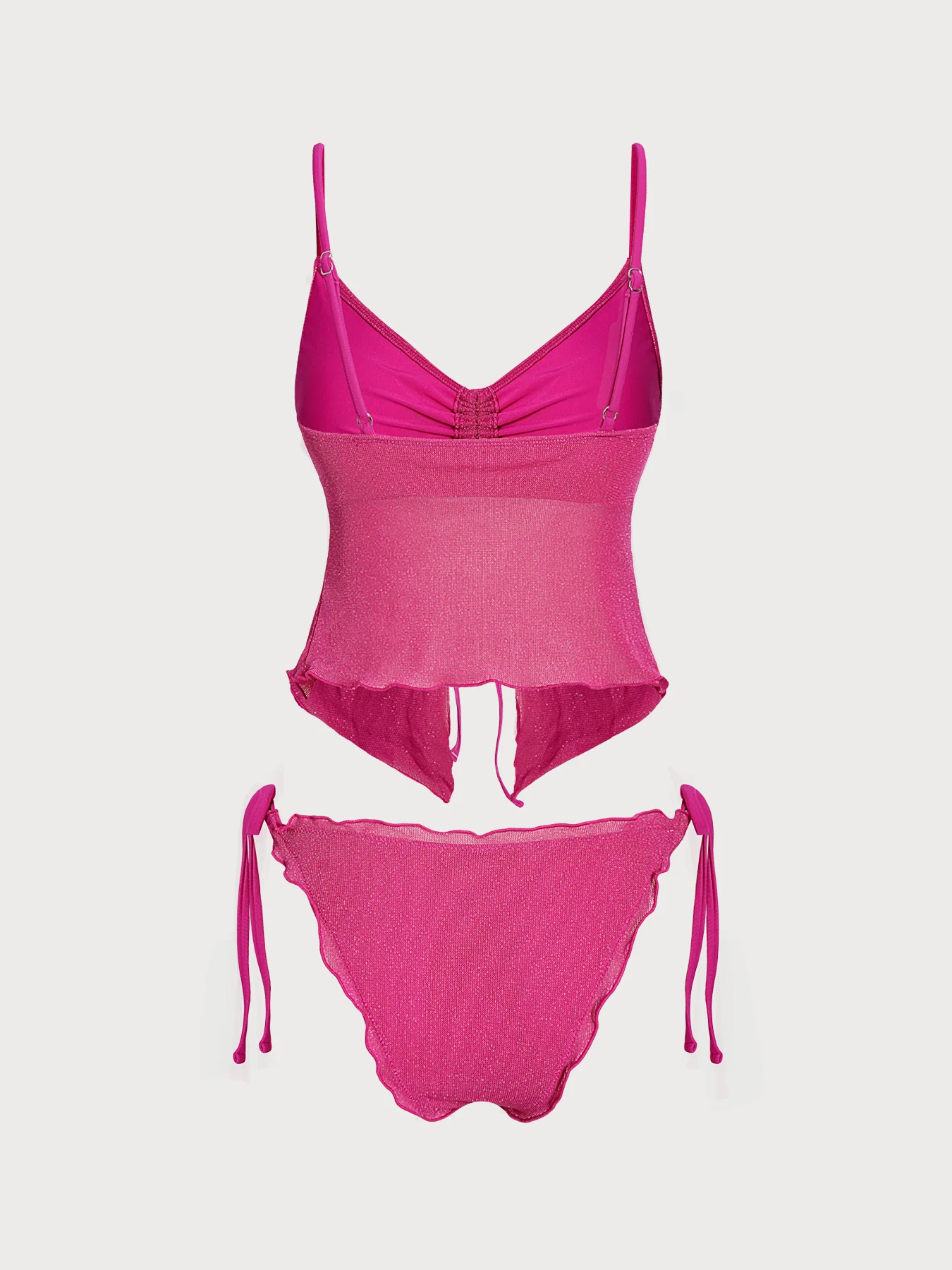 Blue Lurex Wave Cut Tankini Set - Image 18