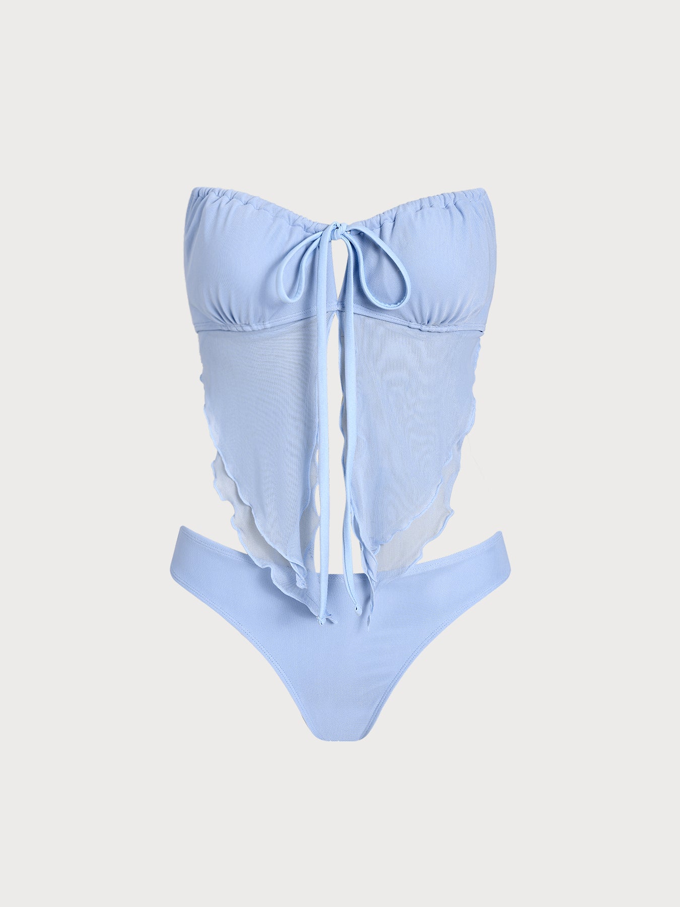Blue Mesh Ruched Tankini Set - Image 10