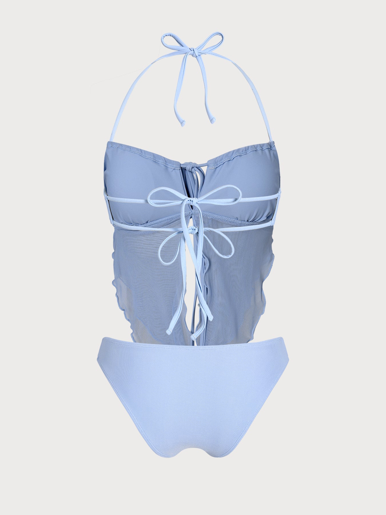 Blue Mesh Ruched Tankini Set - Image 8