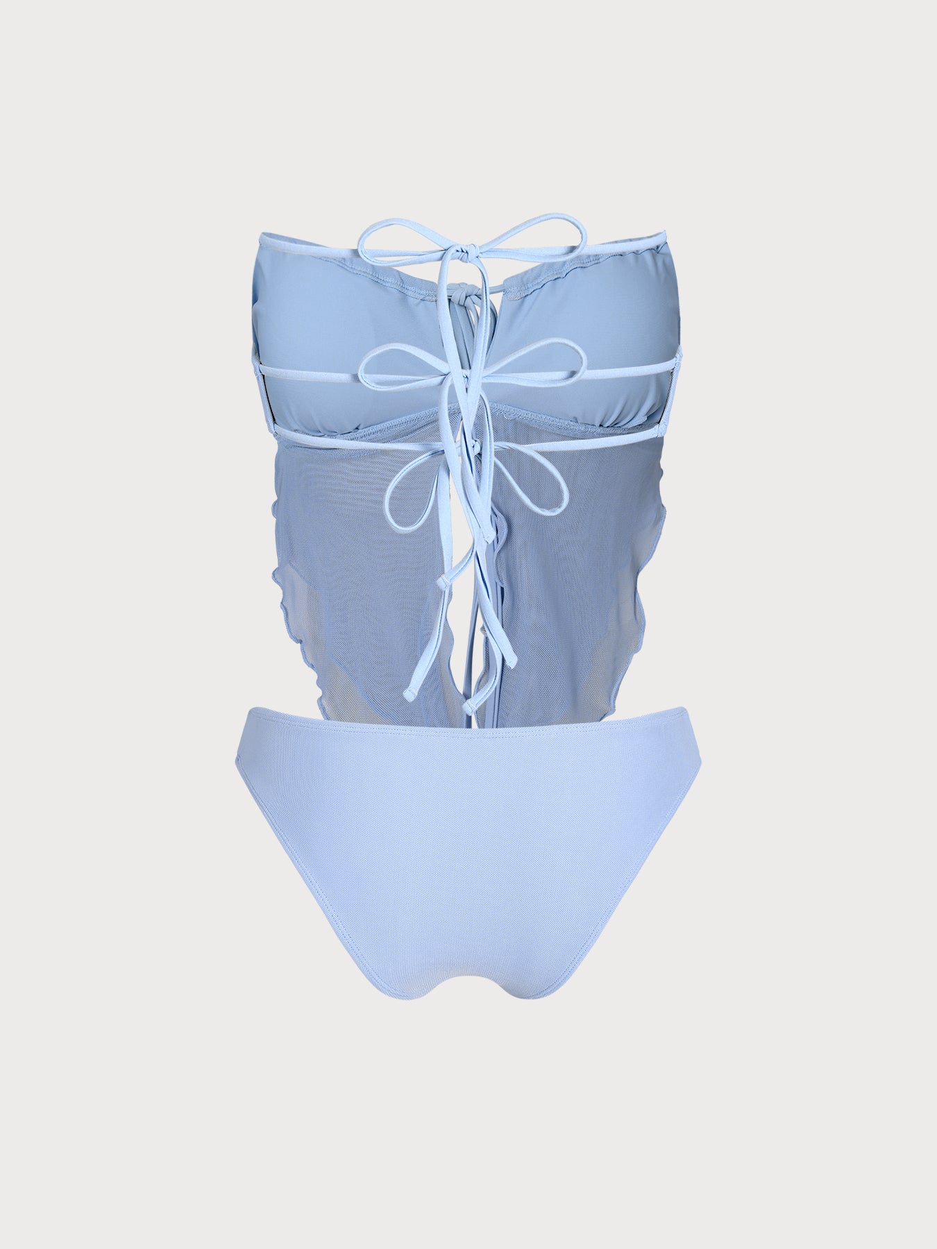 Blue Mesh Ruched Tankini Set - Image 9