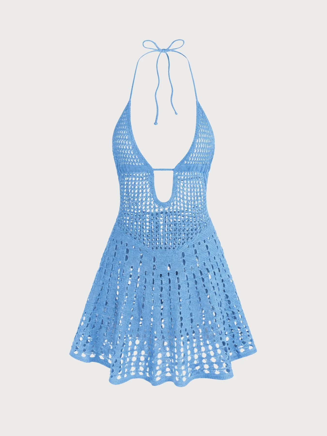 Blue Openwork Sleeveless Cover-up - Image 6