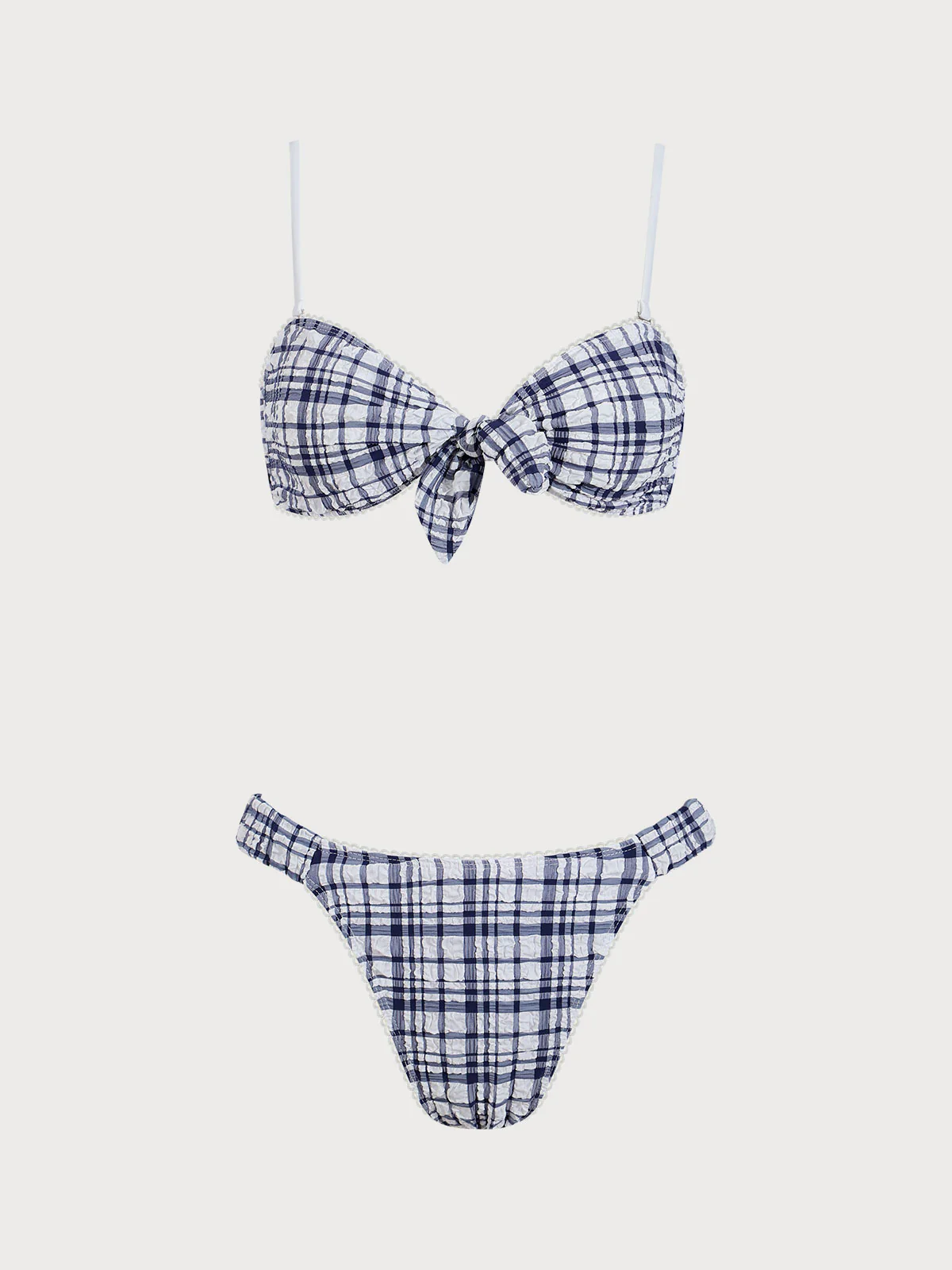 Blue Plaid Twist Bikini Set - Image 6