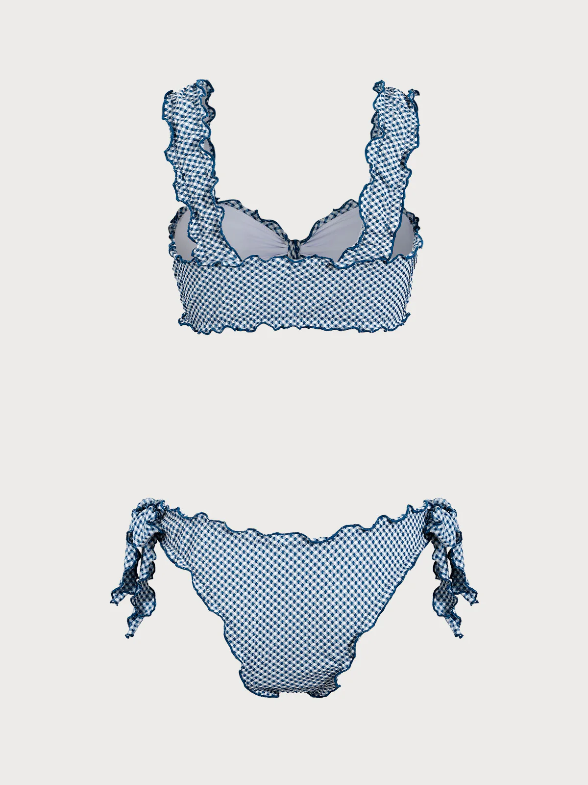 Blue Plaid Twist Bikini Set - Image 10