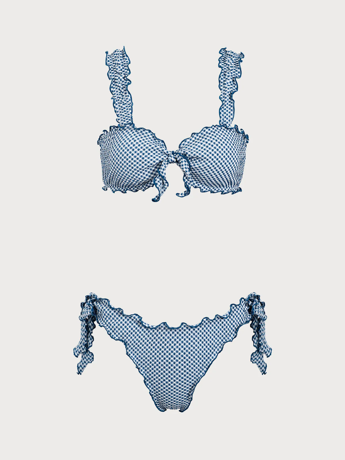 Blue Plaid Twist Bikini Set - Image 9
