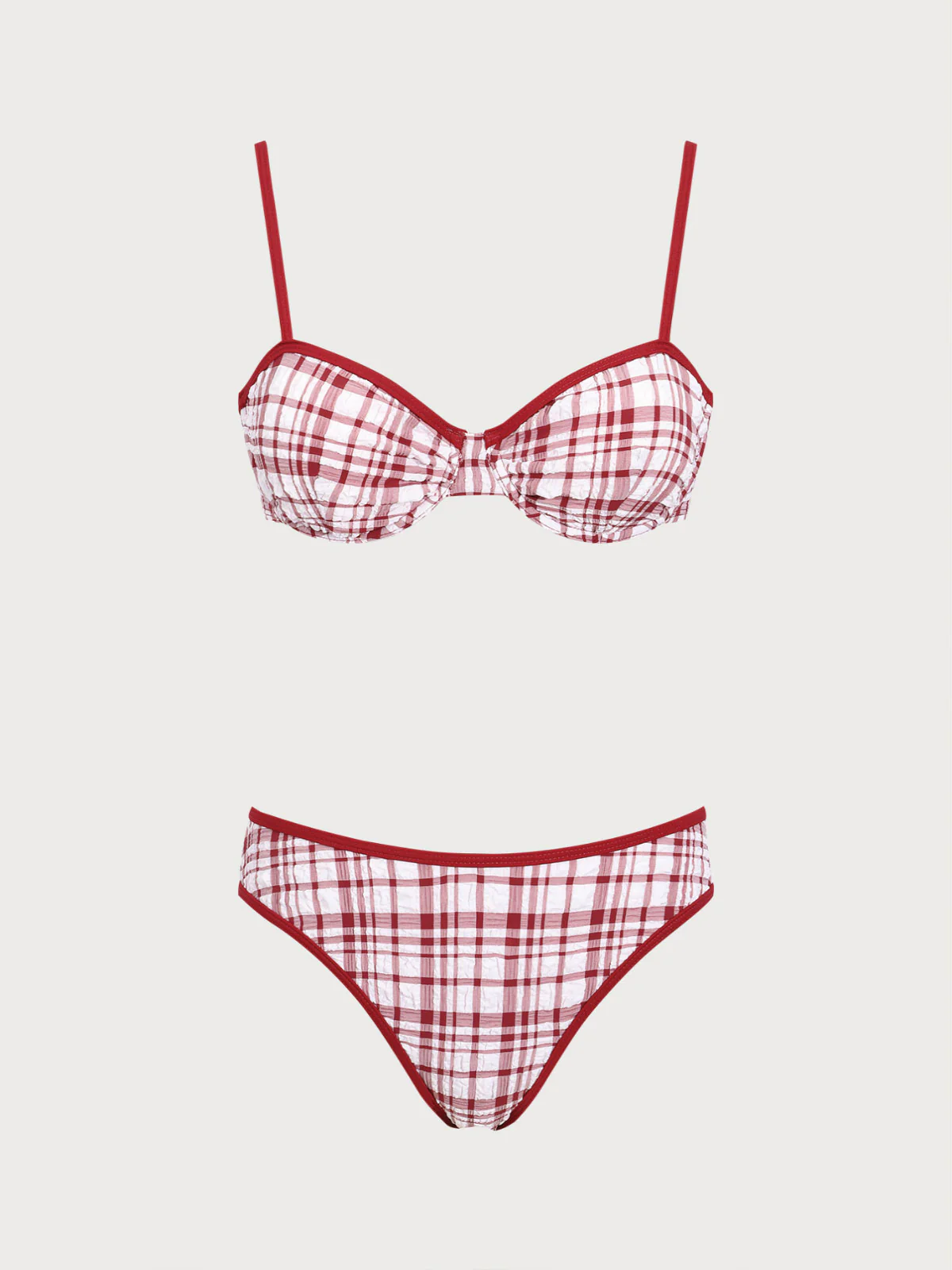 Blue Plaid Contrast Knot Bikini Set - Image 9