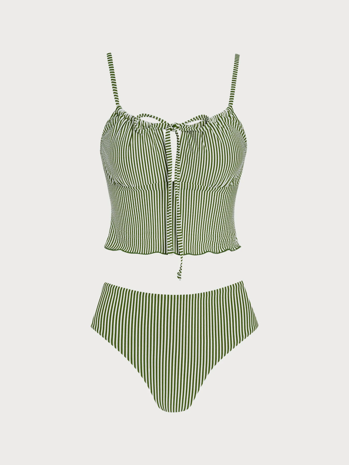 Blue Striped Tie Front Tankini Set - Image 16