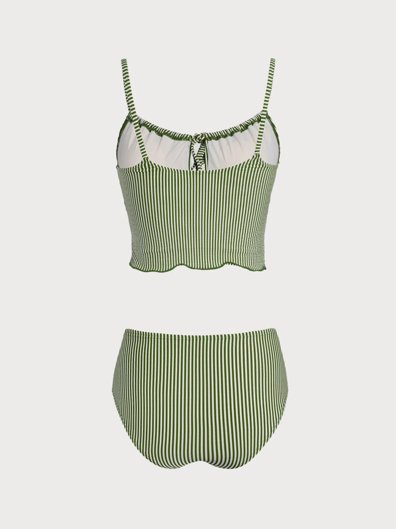Blue Striped Tie Front Tankini Set - Image 17