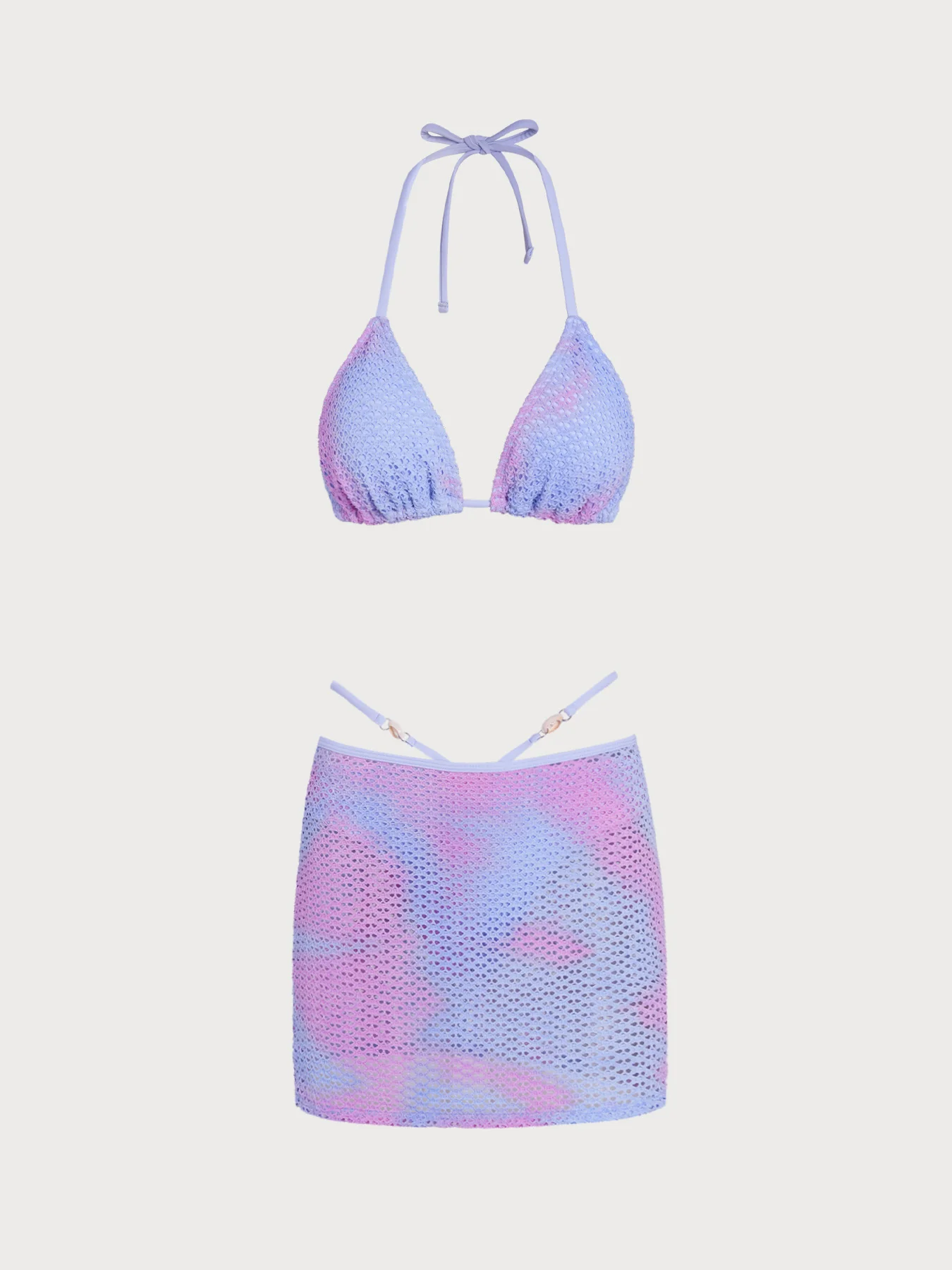 Blue Tie-dye Bikini Three-Piece Set - Image 10