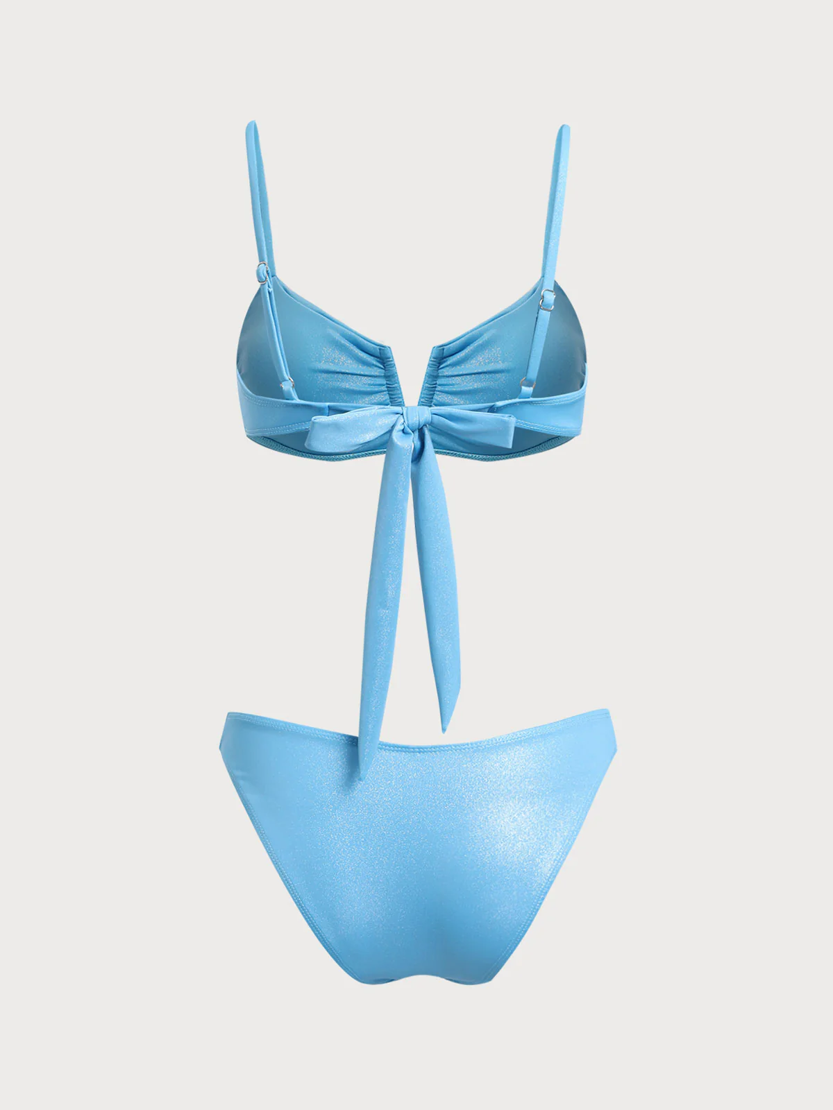 Blue V-Shaped Pleated Bikini Set - Image 7