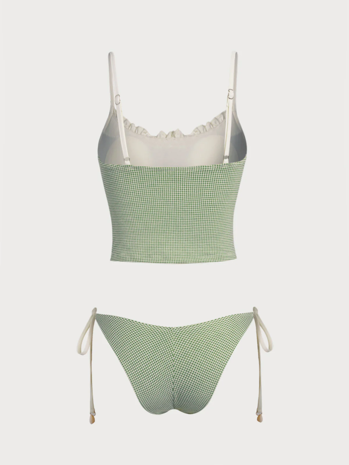 Blue Vintage Plaid Contrast Tankini Set - Image 7