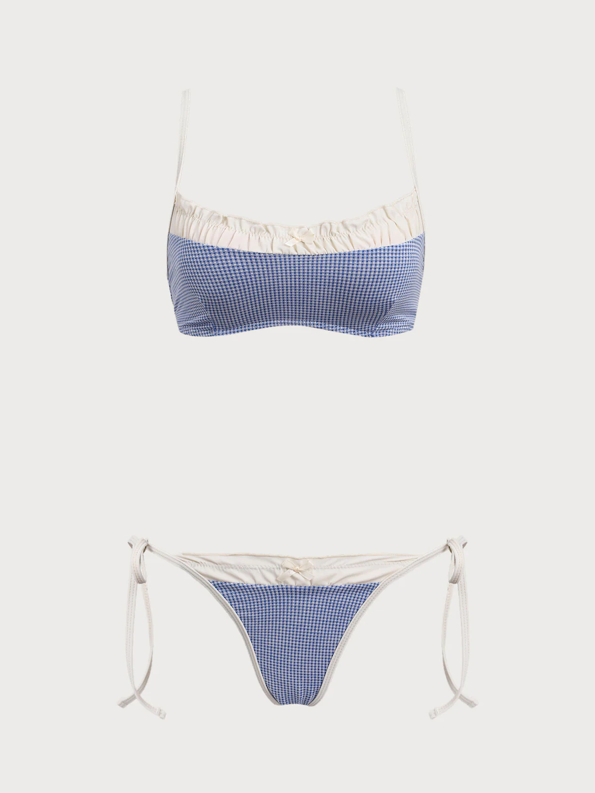 Blue Vintage Small Plaid Bikini Set - Image 8