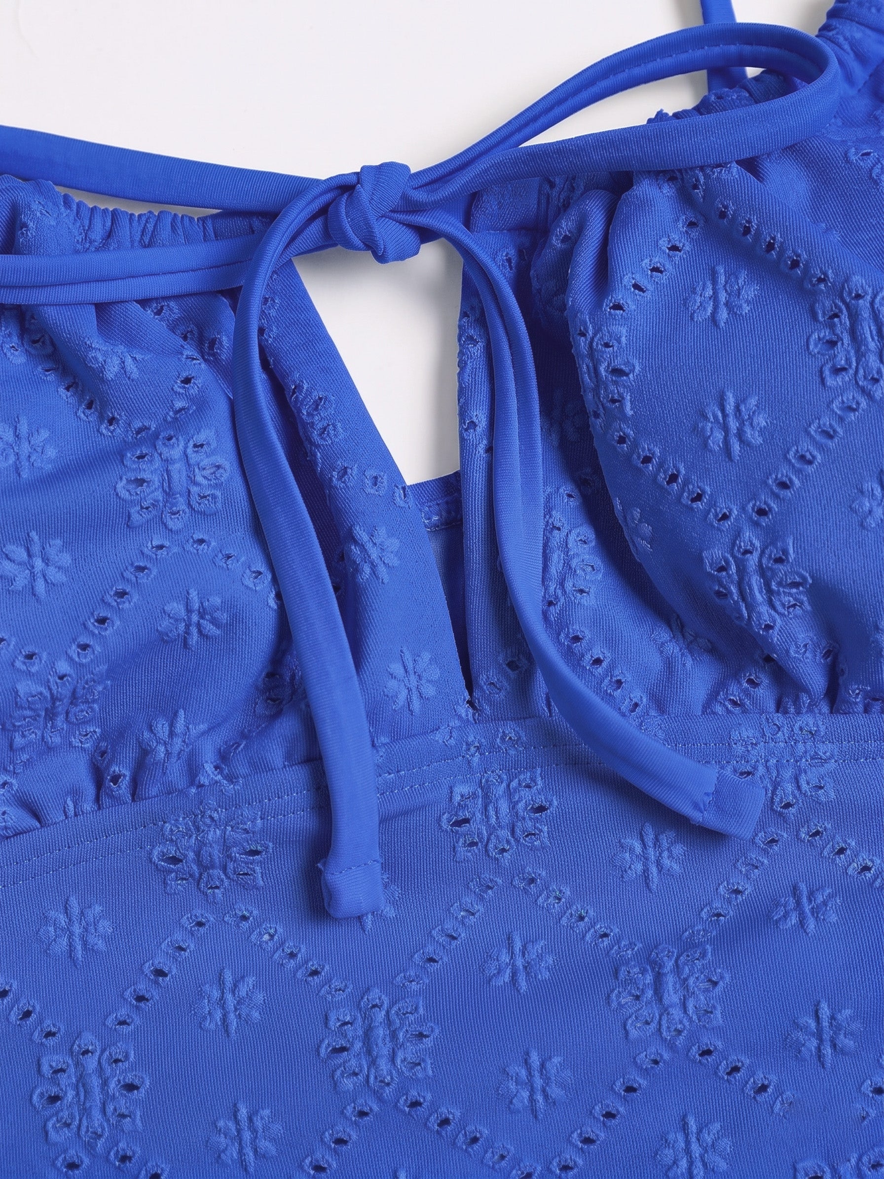 Blue Wave Cut Tie Front Tankini Set - Image 8